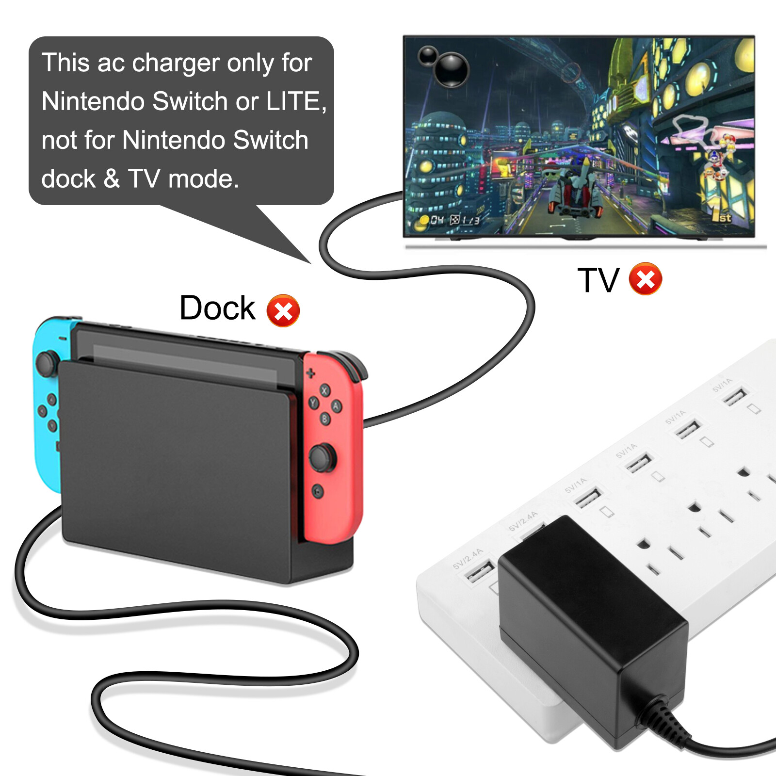FAST CHARGER CABLE For Nintendo Switch/Lite AC Adapter Power Supply Type C