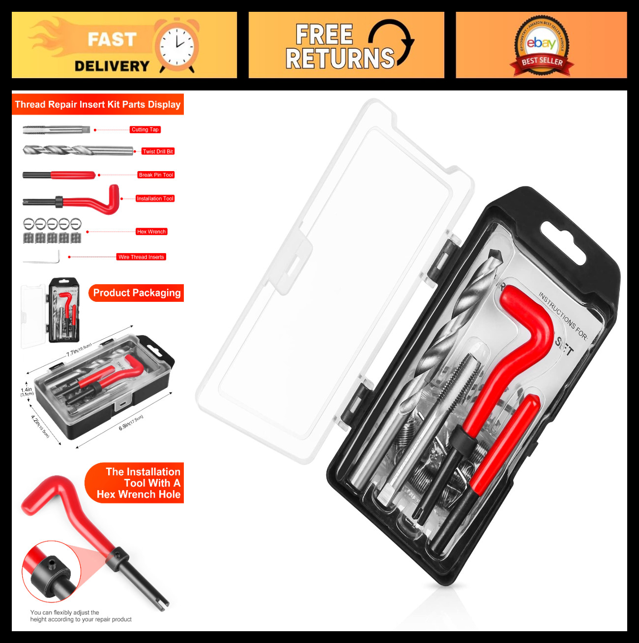 Metric Thread Repair Kit M12 x 1.25mm | Damaged Thread Insert Tool Set for Auto