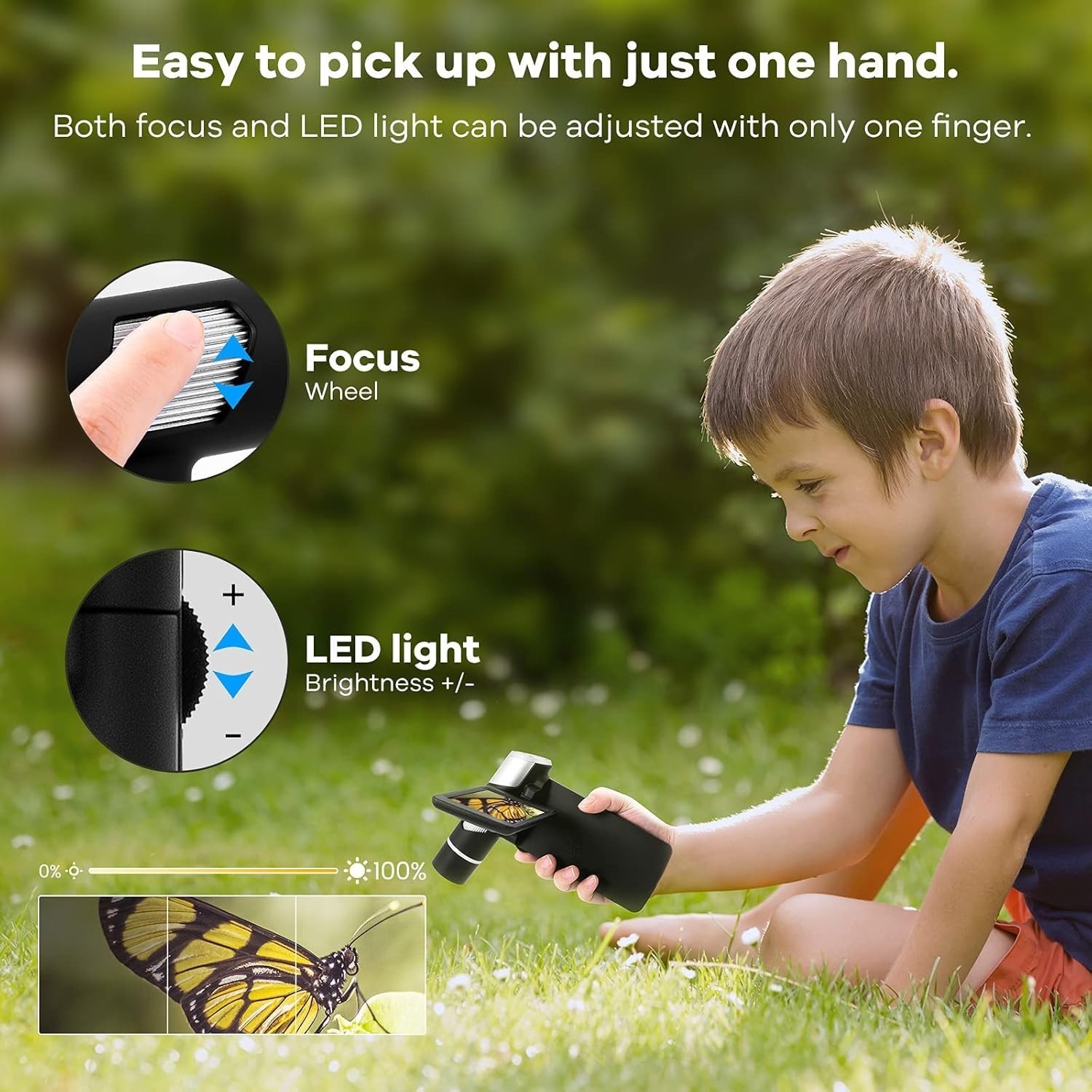 AD203 Handheld Digital Microscope, Portable Pocket USB Coin Microscope with 4...