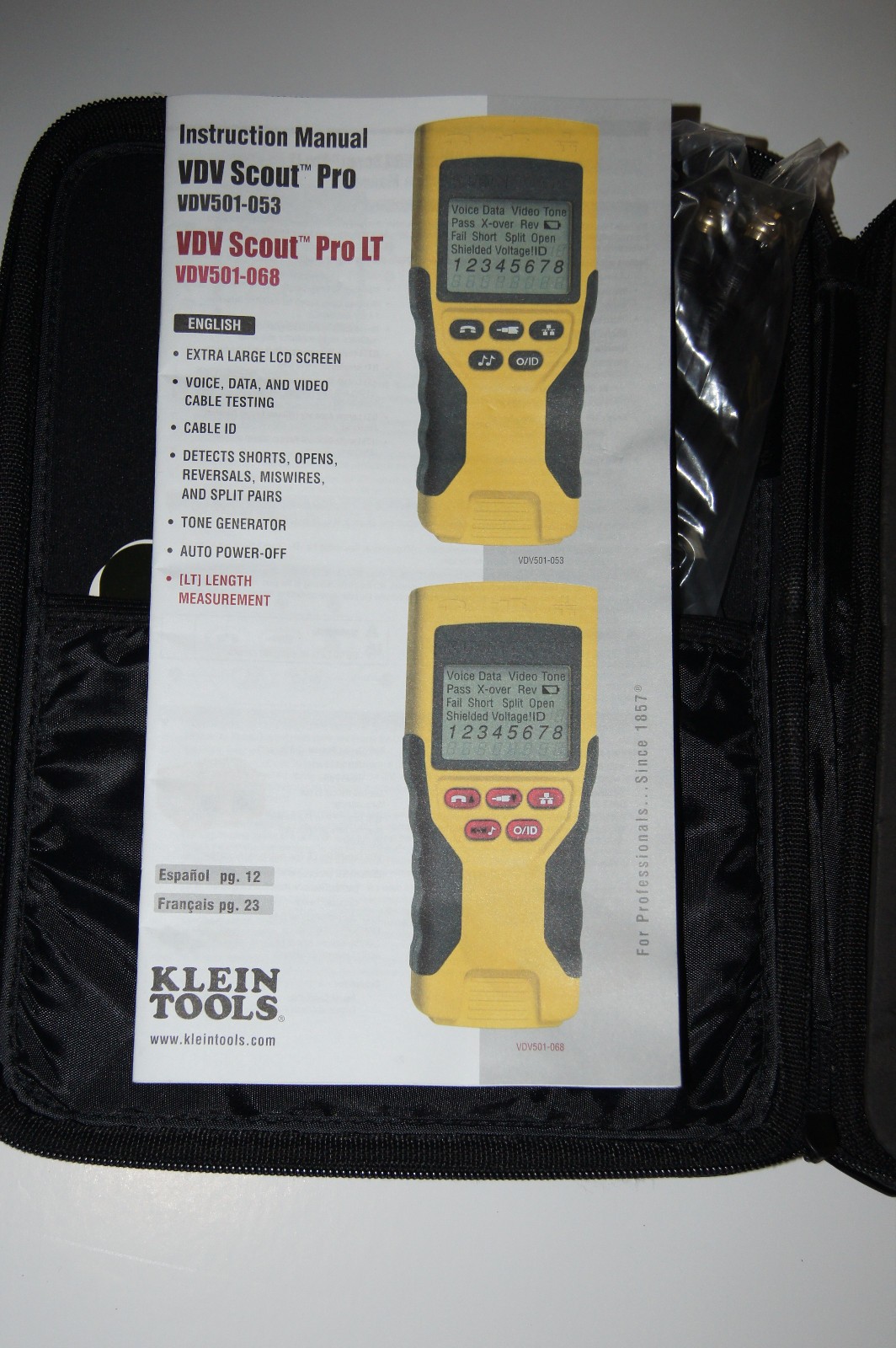 Klein Tools VDV Scout Pro VDV501-053 With Case, Cables and OEM Instruction Man