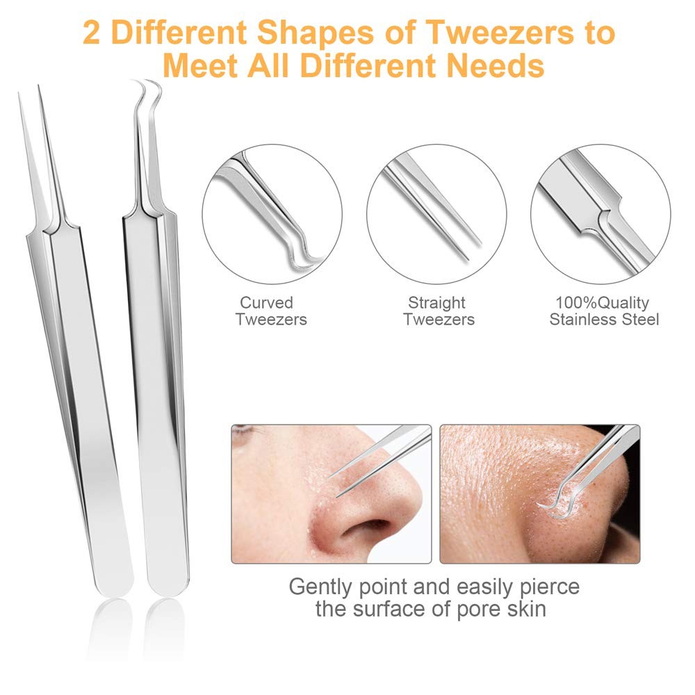 UUBAAR 9PCS Blackhead Remover Tools, Pimple Popper Tool Kit with 2 Silver