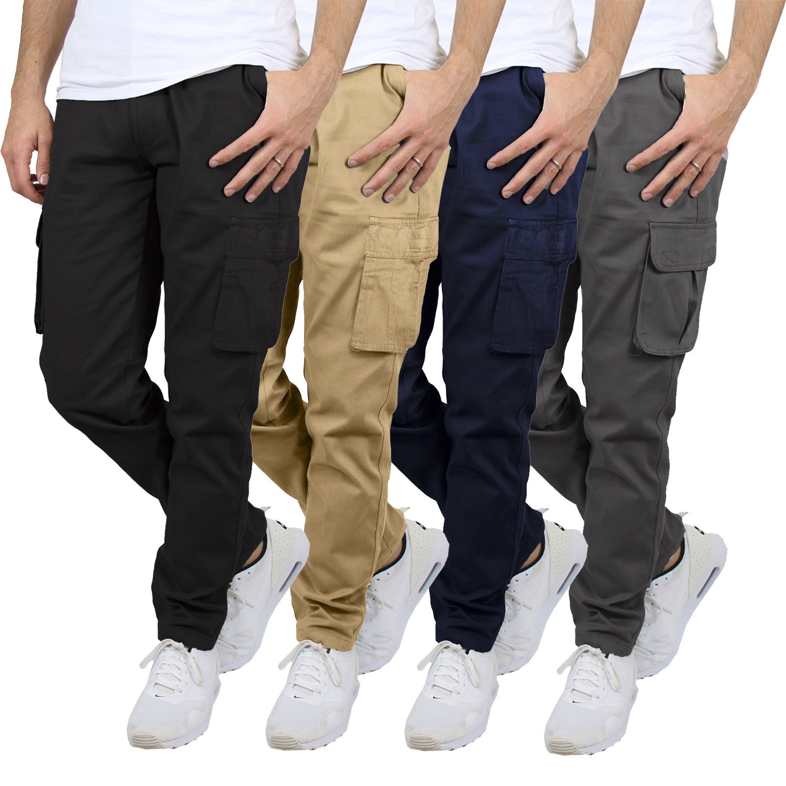 Men's Everyday Wear Flex-Stretch Cotton Cargo Pants (SIZE 30-44) NEW FREE SHIP