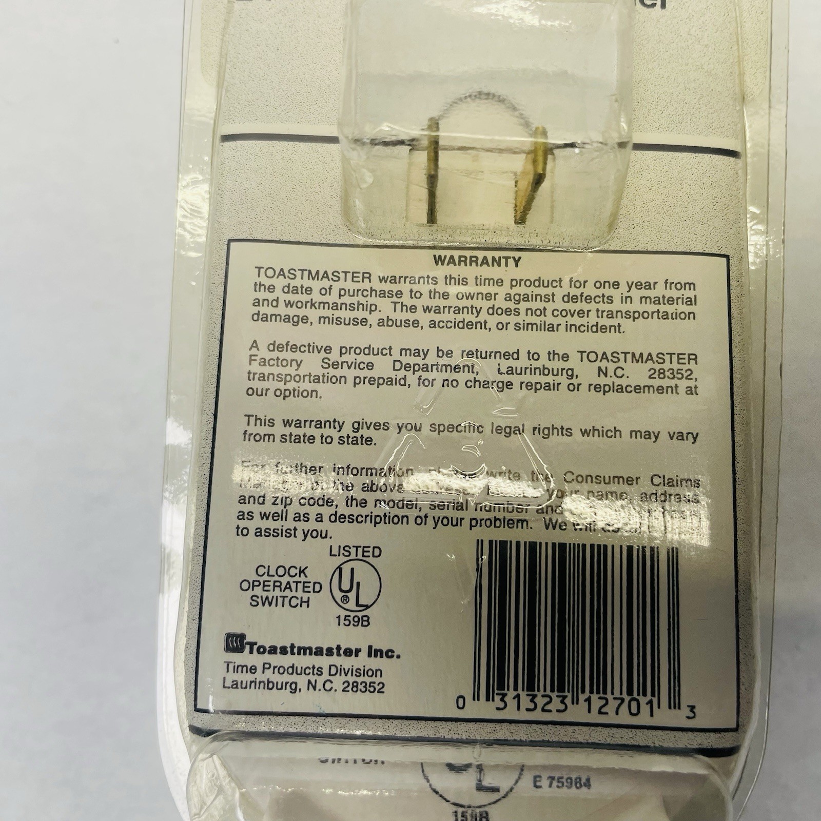 Toastmaster Single Setting Lamp, Appliance & Security Timer # 12-701 New White