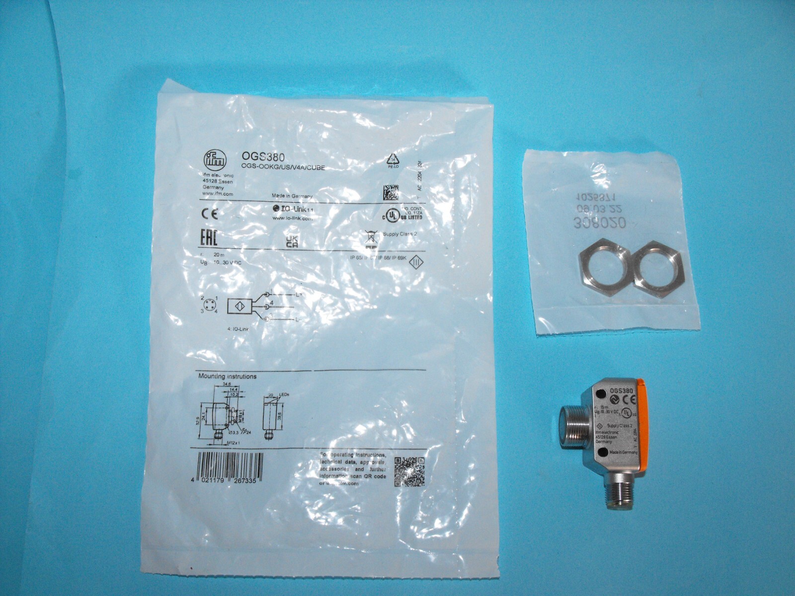 IFM Electronic OGS380.OGS-OOKG/US/V4A/CUBE.Through-beam Sensor Sender.NEW