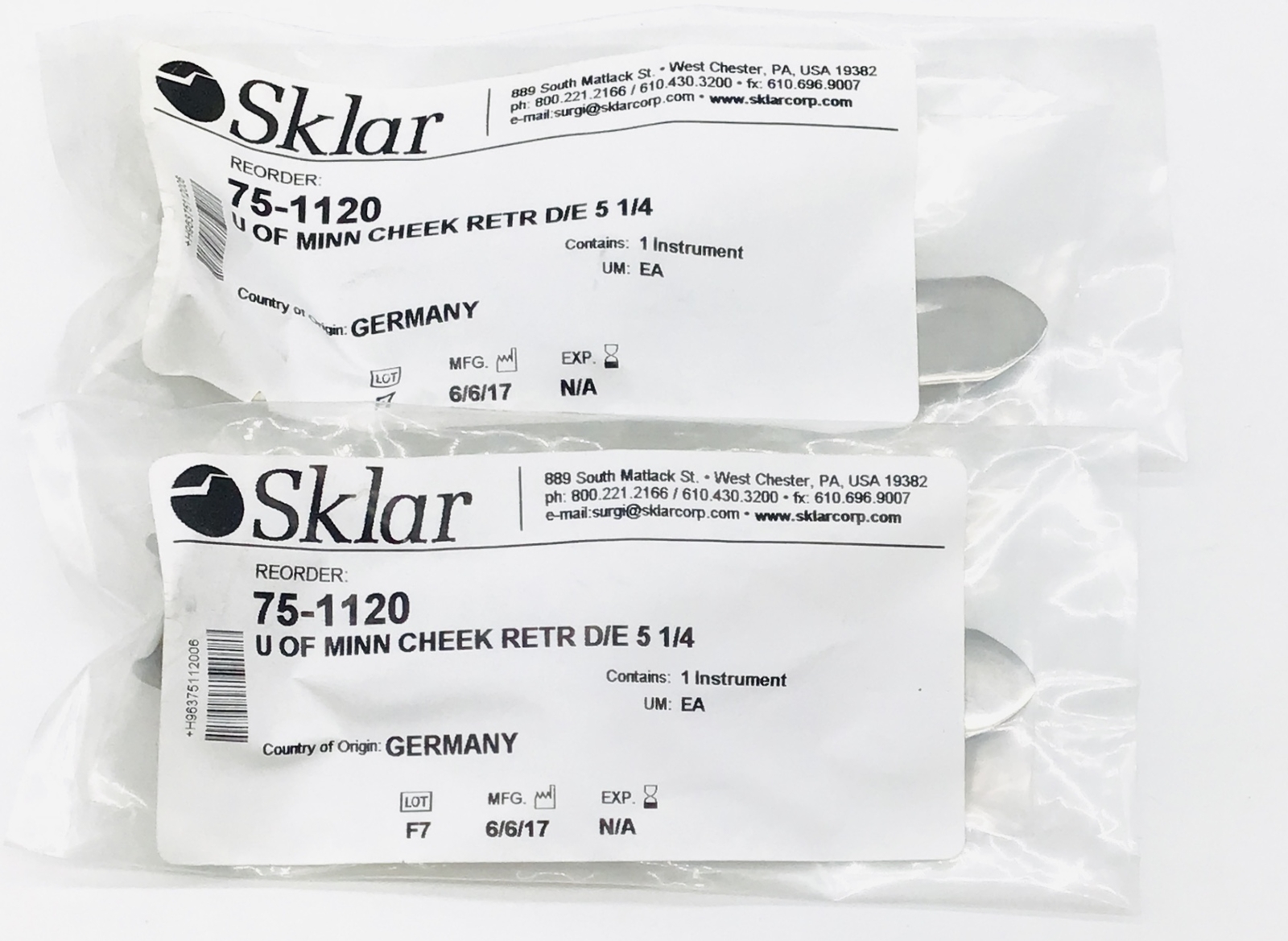 Sklar 75-1120 Minnesota Cheek Retractor Double Ended 5-1/4" - LOT of 2 - NEW