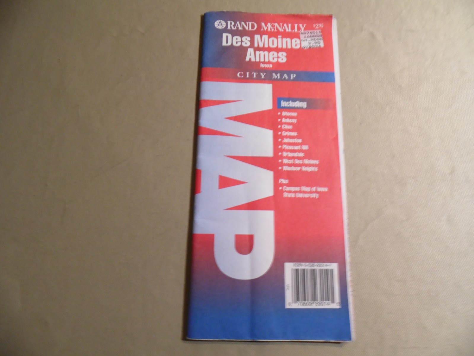 Rand McNally Des Moines Ames City Map / Circa 1995 / Free Domestic Shipping