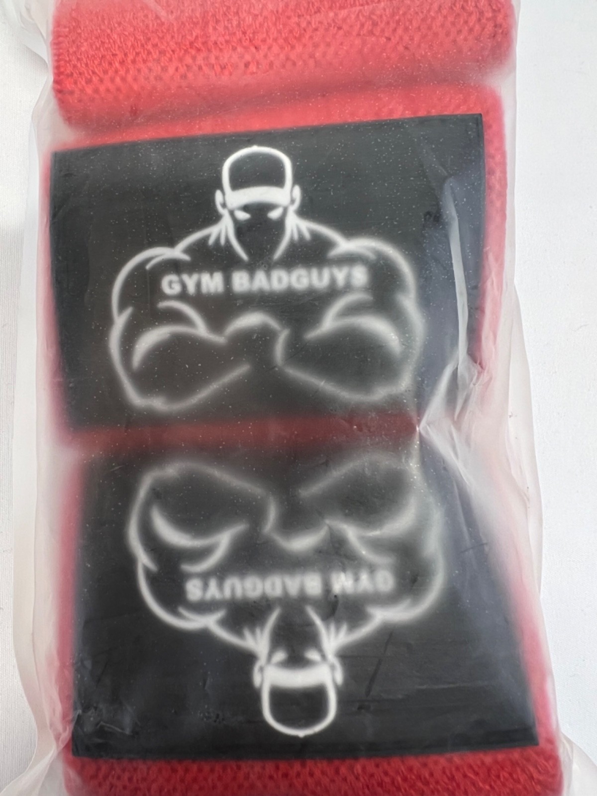 GYM BADGUYS Weightlifting Wrist Straps Hook & Loop Red Black White Pair