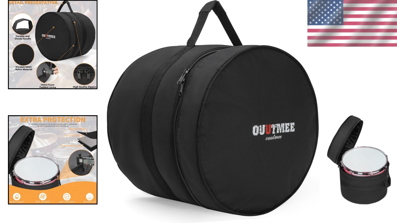 Water-Resistant Floor Tom Drum Case with Shoulder Strap - Ideal for Musicians