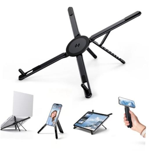 Portable Laptop Stand, 3-in-1 Magnetic Foldable Adjustable, for E05S-Black