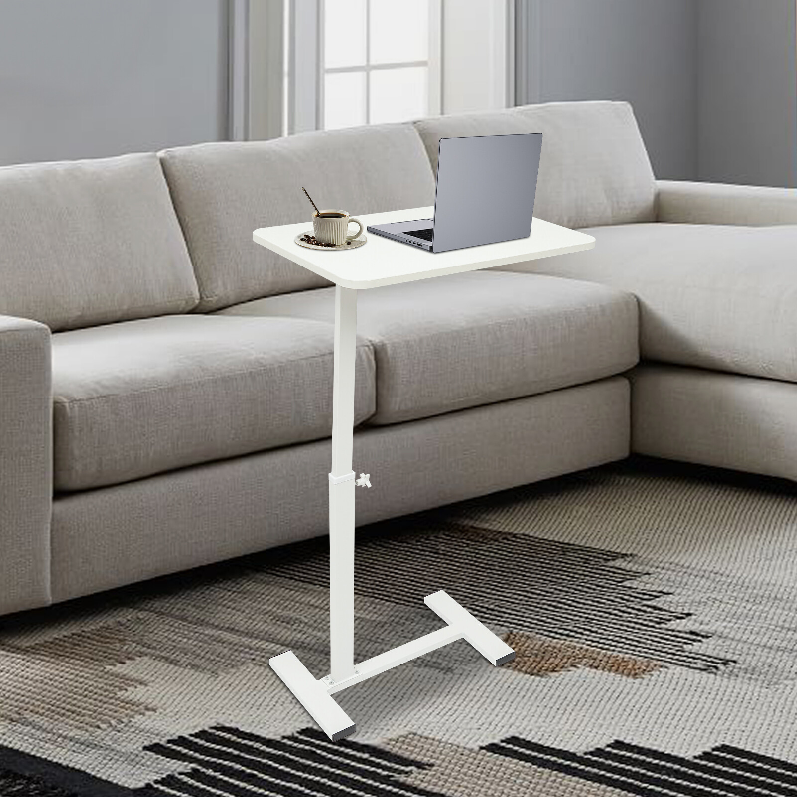 Bedside Table 24.8-40.55" Height Adjustable Sofa Side Table Rolling Laptop Table