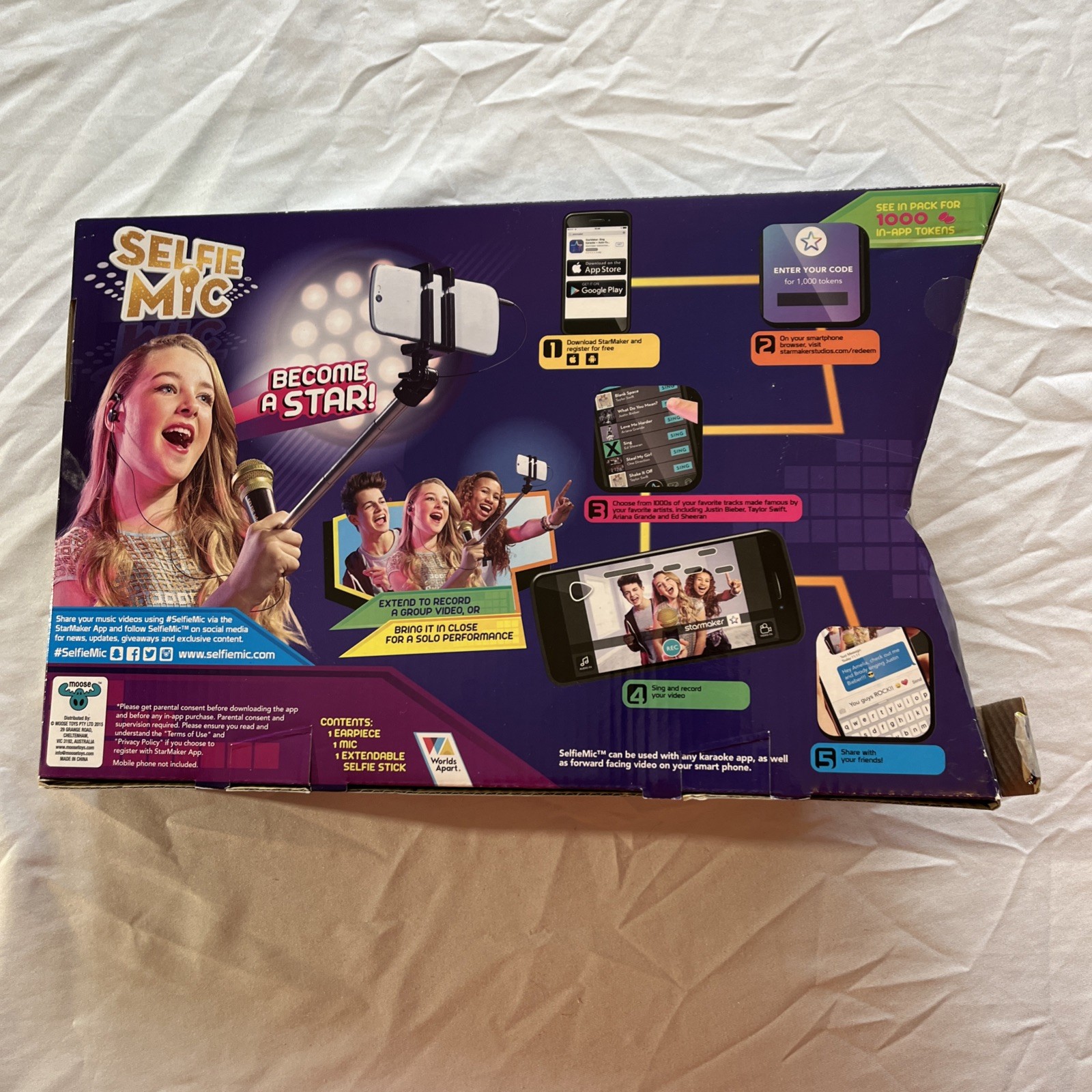 Selfie Mic Set; New In Box; Includes Earpiece, Mic & Selfie Stick