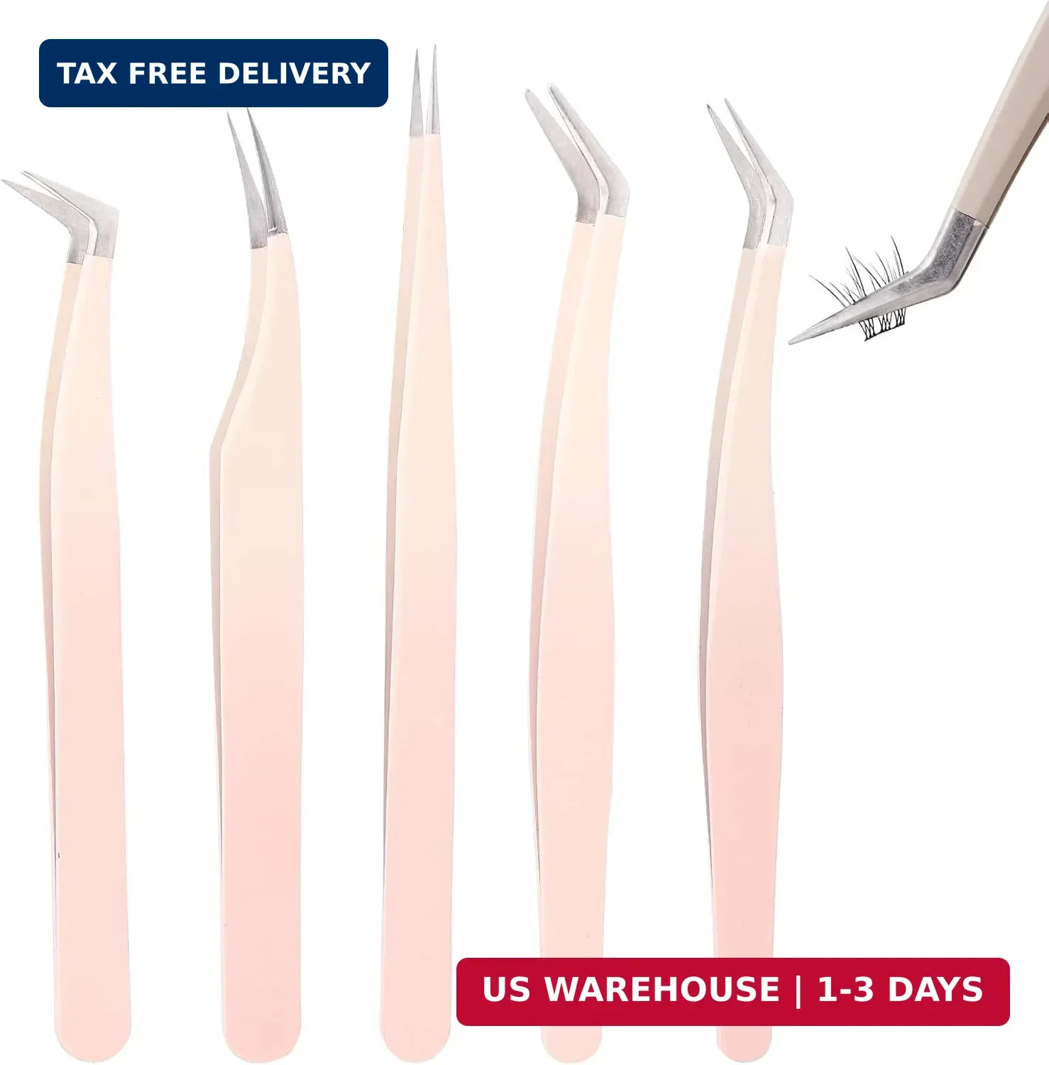 5 Pcs Lash Extension Tweezers, Lash Tweezers for Eyelash Extension, Straight and