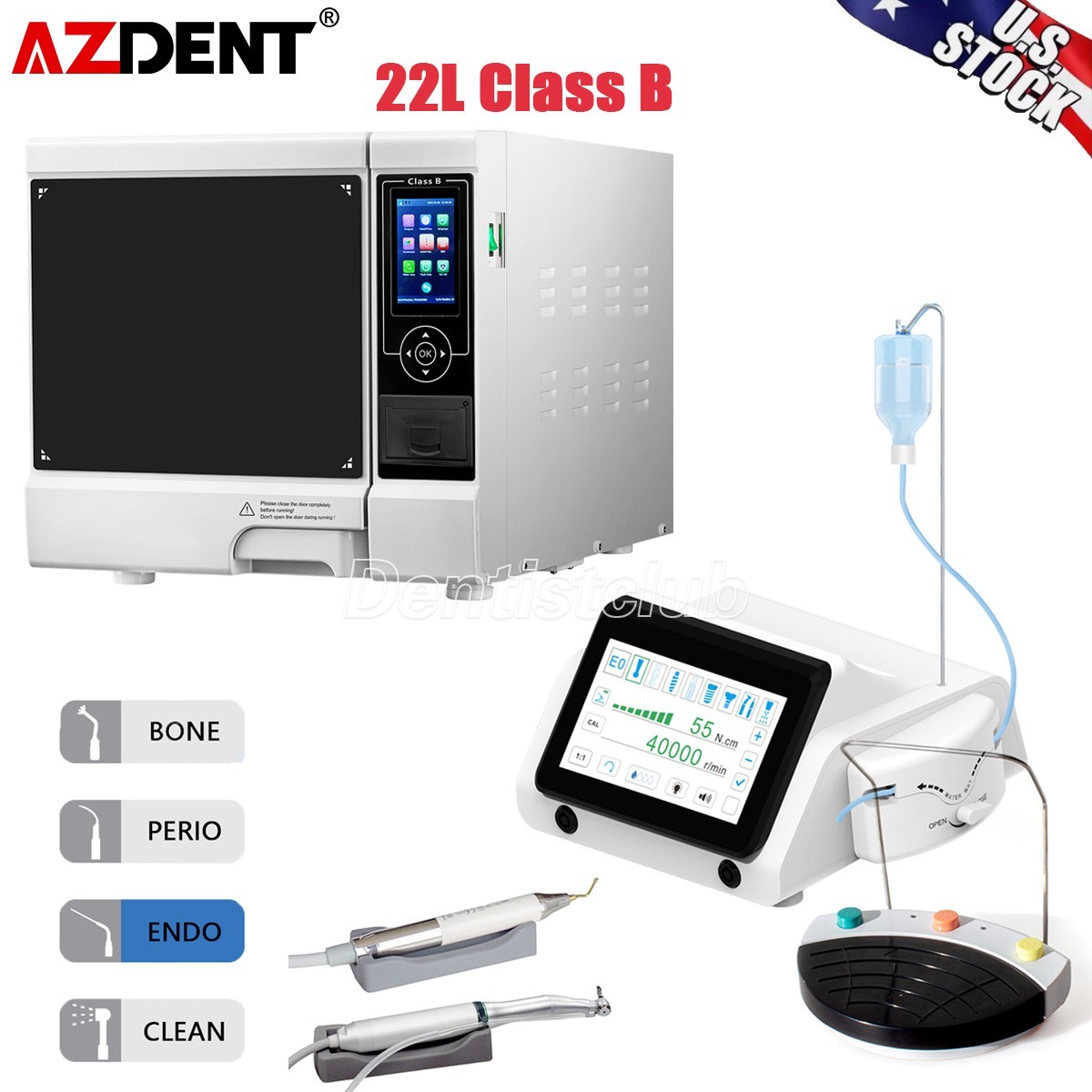 22L Class B Dental Autoclave Steam Sterilizer /Piezo Bone & Implant Motor System