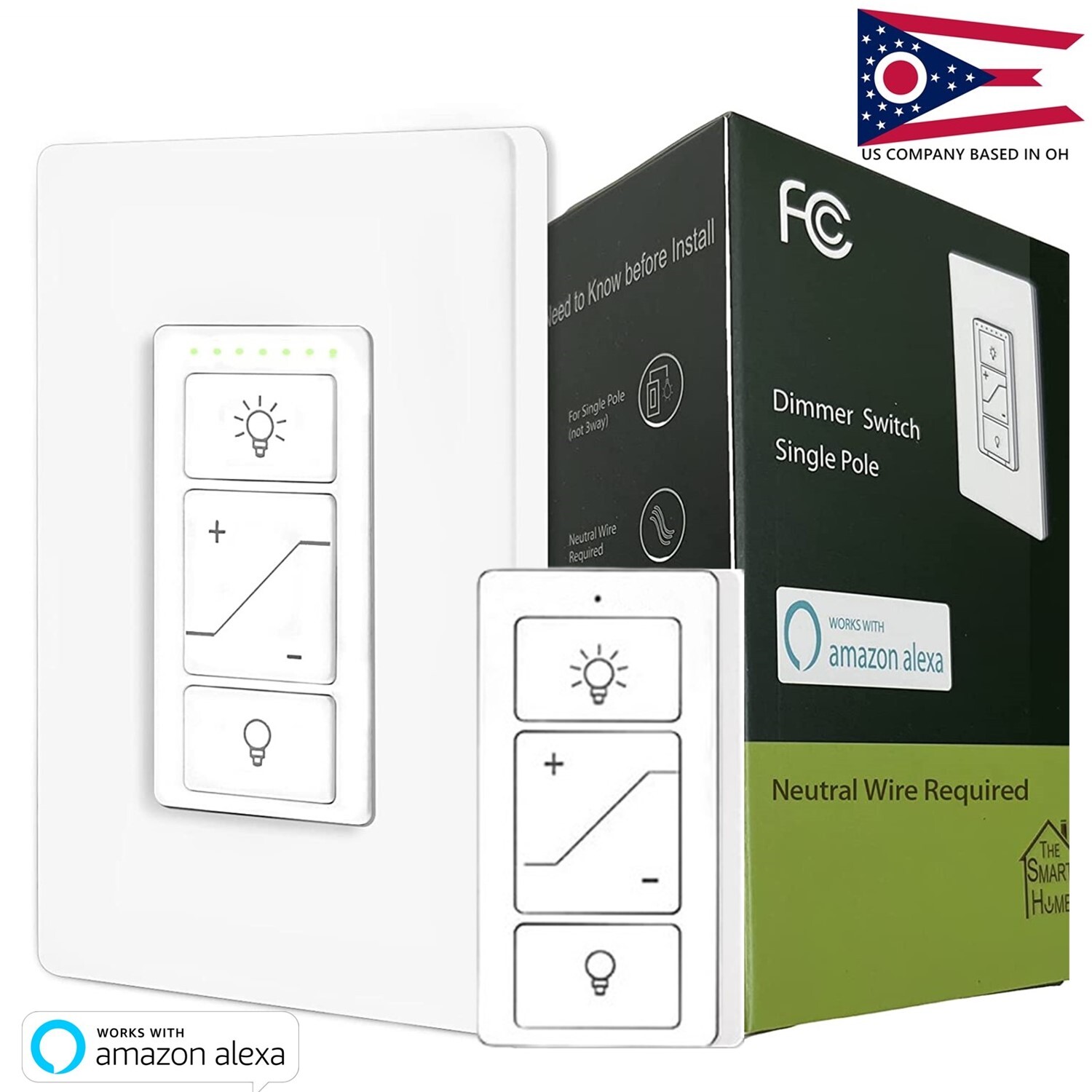 Dimmer Switch, Wall Switch with Wireless Remote  work with Alexa only