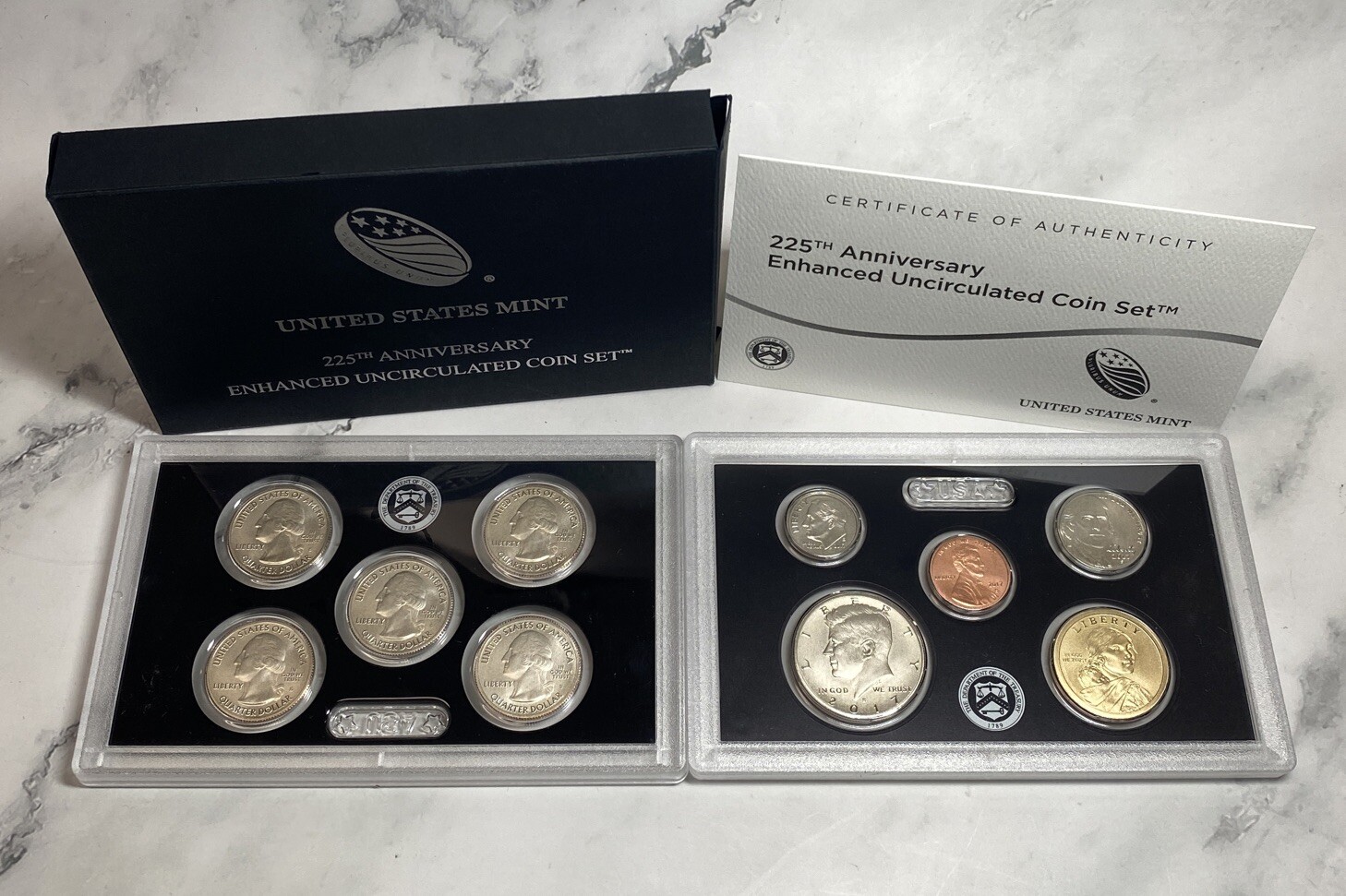 225th Anniversary Enhanced Uncirculated 10 Coin Set 2017 U.S Mint OGP COA cd