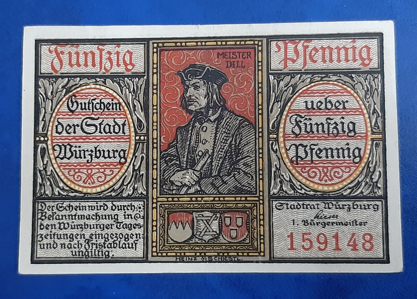 WÜRZBURG NOTGELD 50 PFENNIGE 1918 EMERGENCY MONEY GERMANY BANKNOTE(S) (21530)