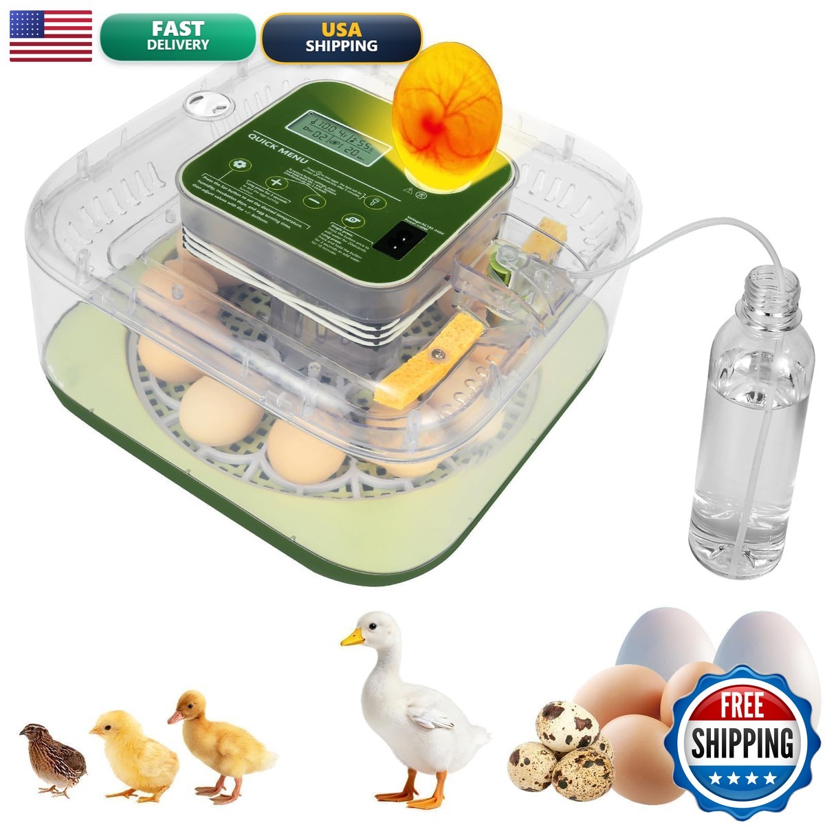 ZEMIRO CHARGE 12 Egg Fully Automatic Incubator Humidity Temp Control Auto Turn