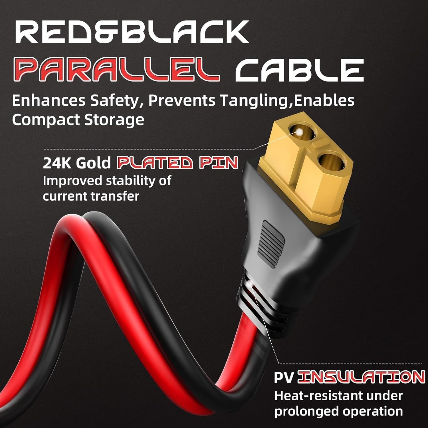 Durable 3FT 10AWG XT60 Solar Panel Extension Cable - Fast Charge & Waterproof