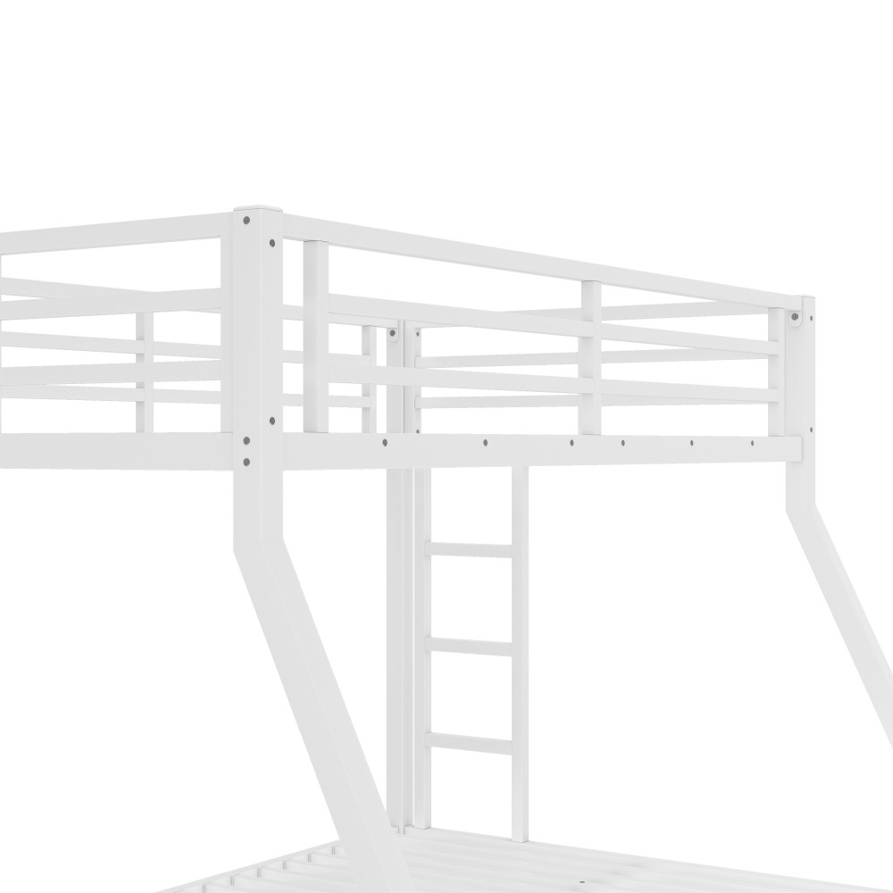 Twin over Full Metal Bunk Bed for Teens/Adults, Sturdy Noise-Free w/ Guardrail
