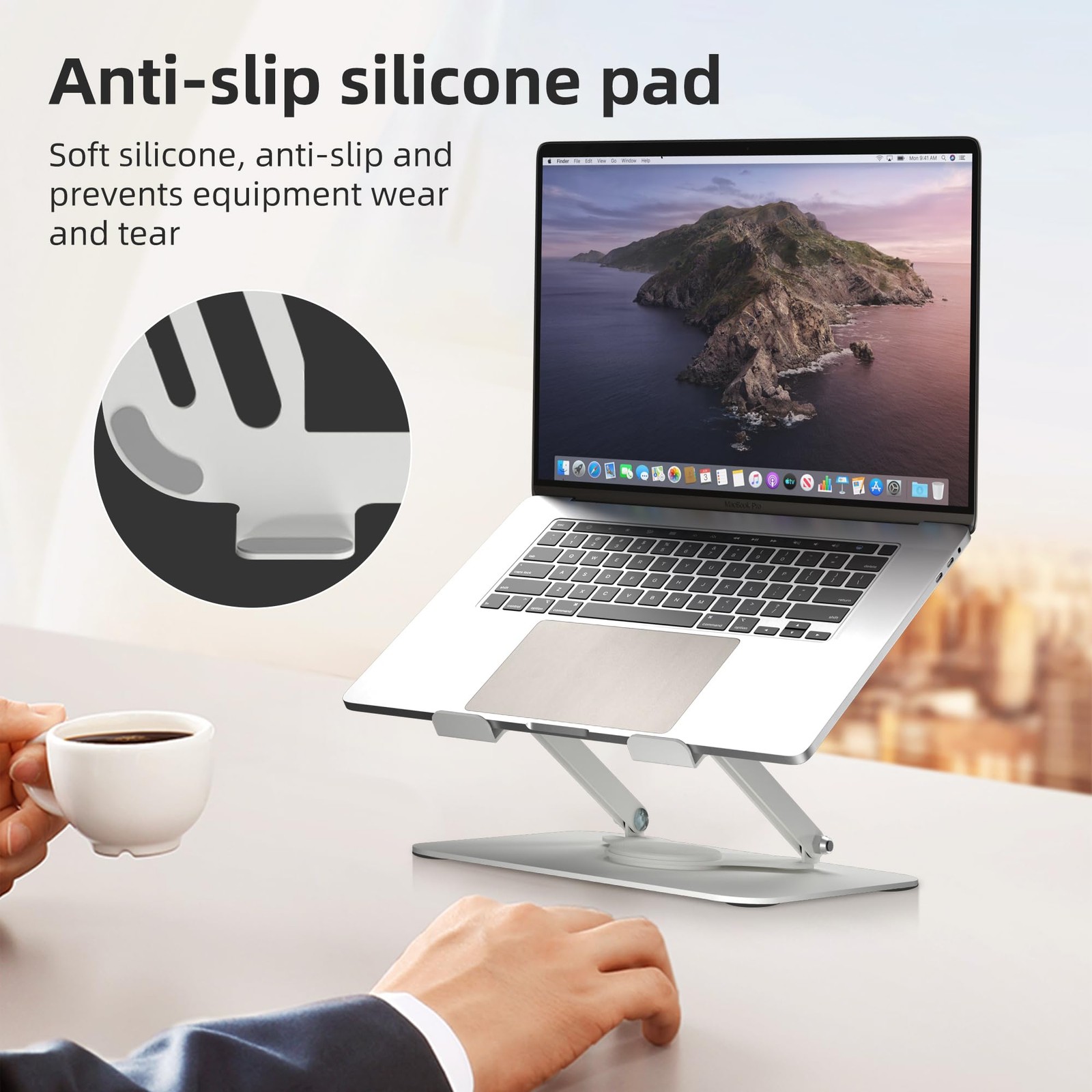 Laptop Stand for Desk Adjustable Computer Notebook Stand with 360° Rotating B...