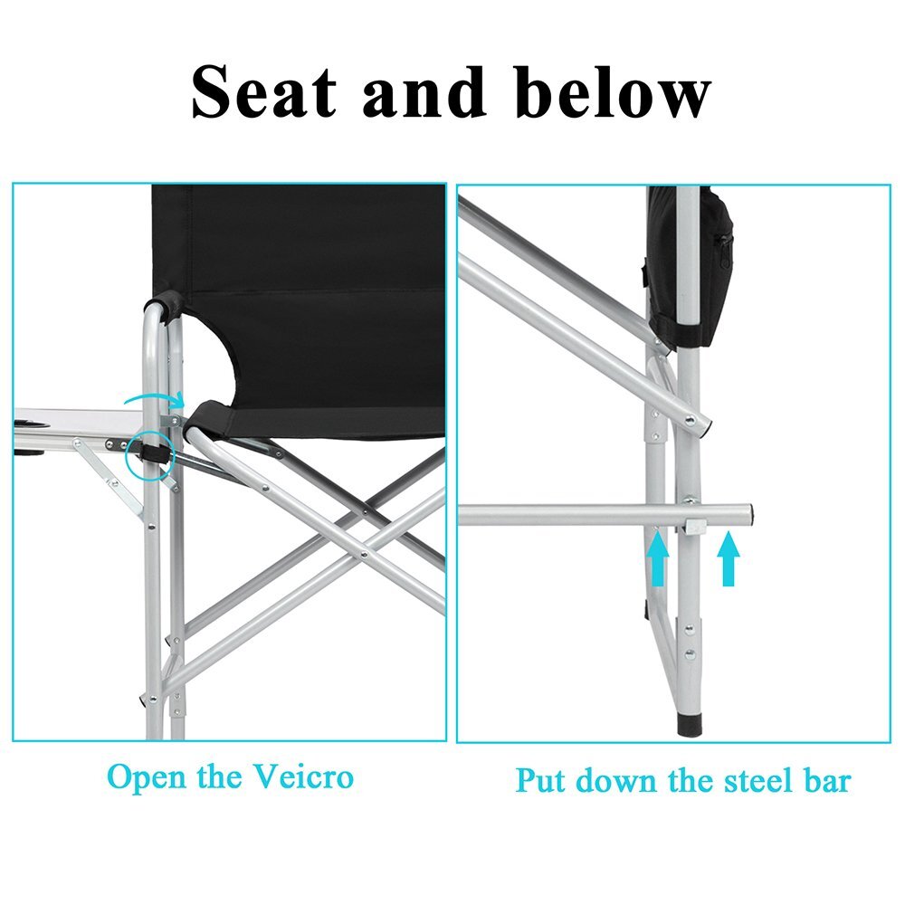 Tall Directors Chair Foldable 41" Camping Chair w/ Side Table for Camping Artist