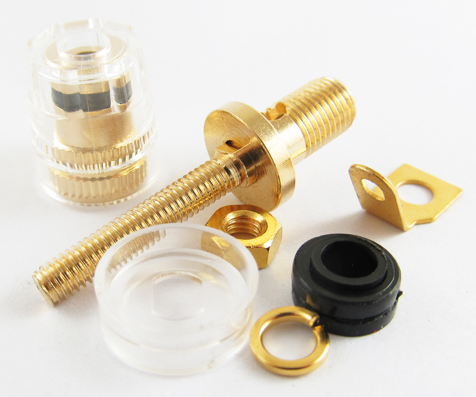 2pcs Copper Gold Audio Speaker 4mm Banana Jack Long Thread Small Binding Post