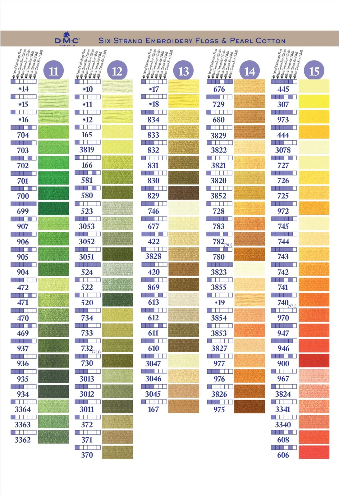 COLORCRD Needlework Threads 12-Page Printed Color Card
