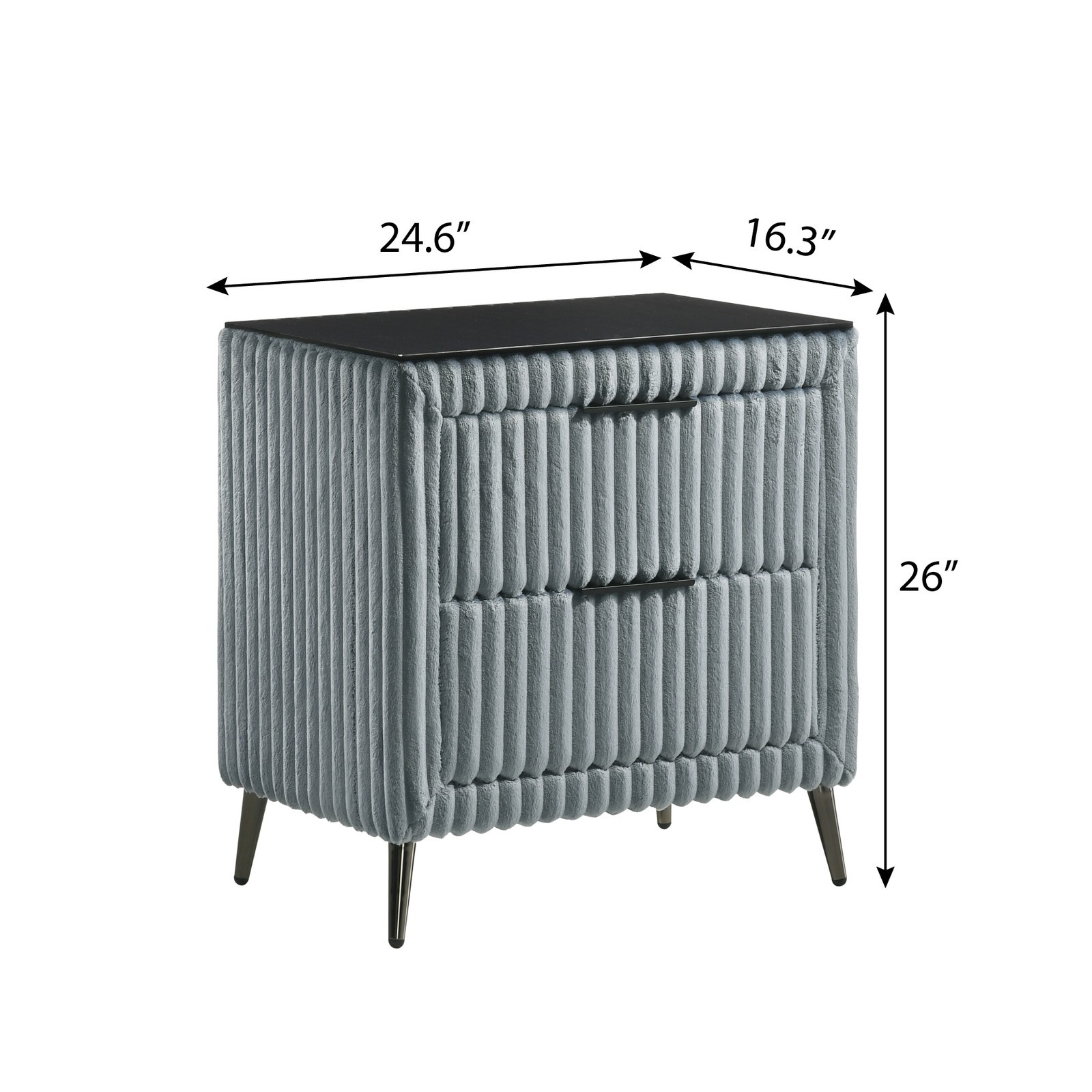 Wide Wale Corduroy Upholstery Nightstand, Blue