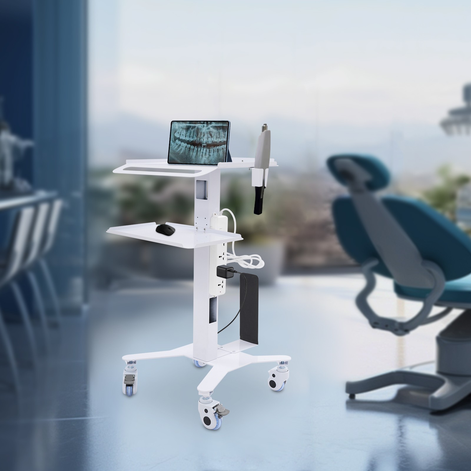 Mobile Computer Cart Medical Rolling PC Stand Desk Workstation Wheel Adjustable