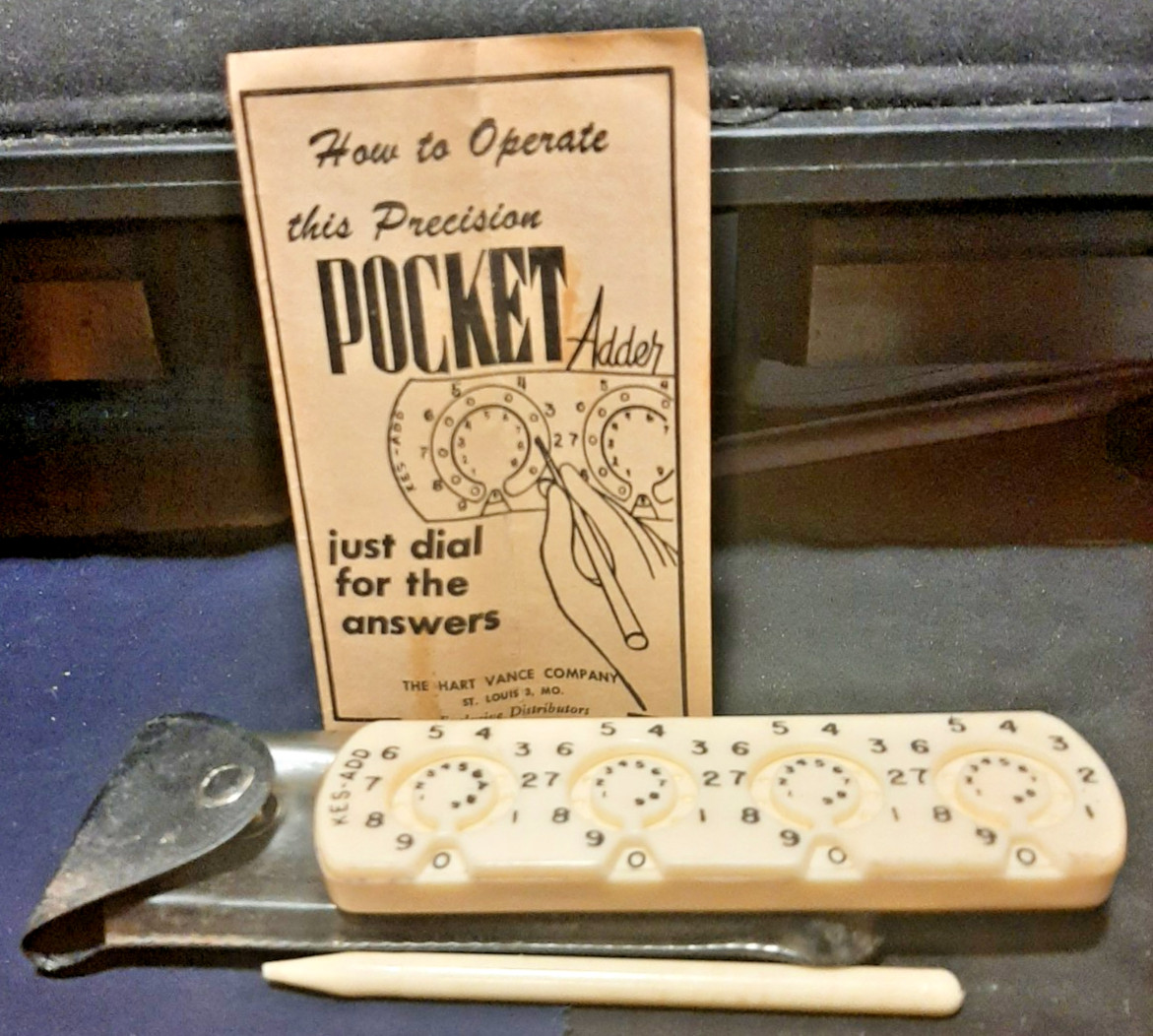 Vintage Kesling Pocket Adder, Kes-Add - with original manual, case and stylus