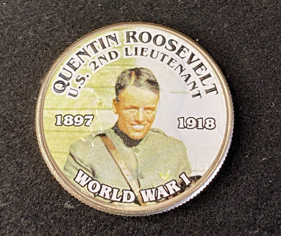 Colorized Kennedy JFK Half Dollar World War I Quentin Roosevelt Free Shipping