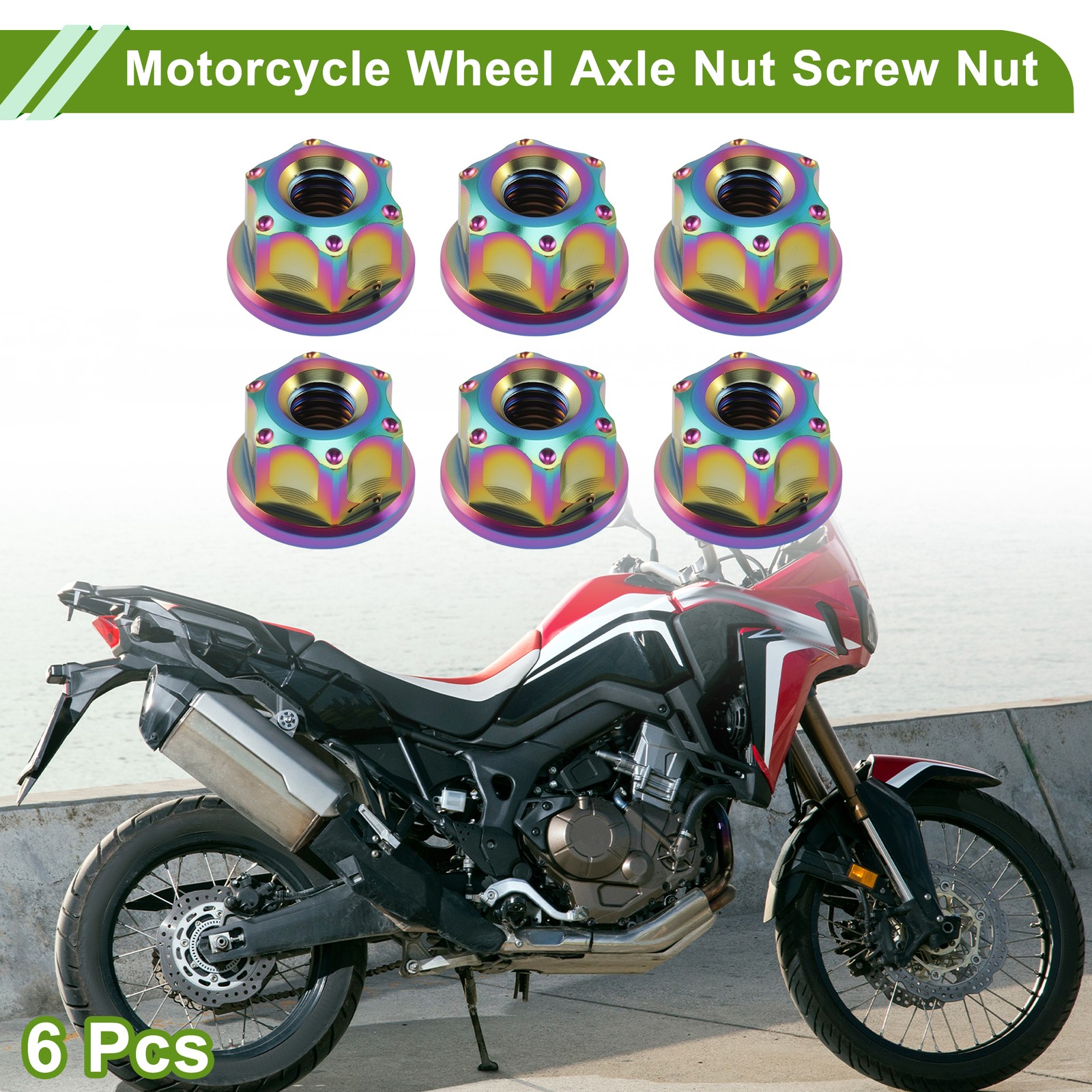 M5x0.8 Motorcycle Wheel Axle Nut Screw Nut Colorful for Cars/Motorcycles 6pcs