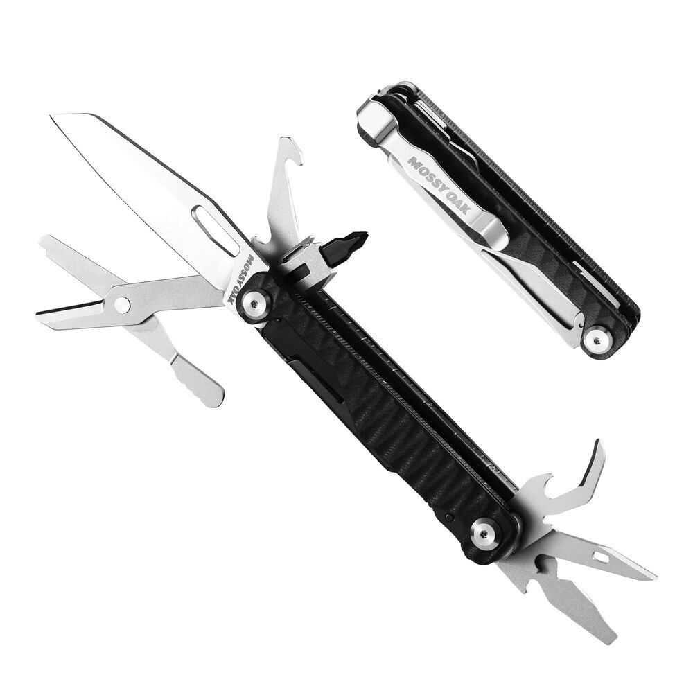 Mossy Oak 12in1 Pocket Multitool Folding Knife Scissor Bottle Opener Screwdriver