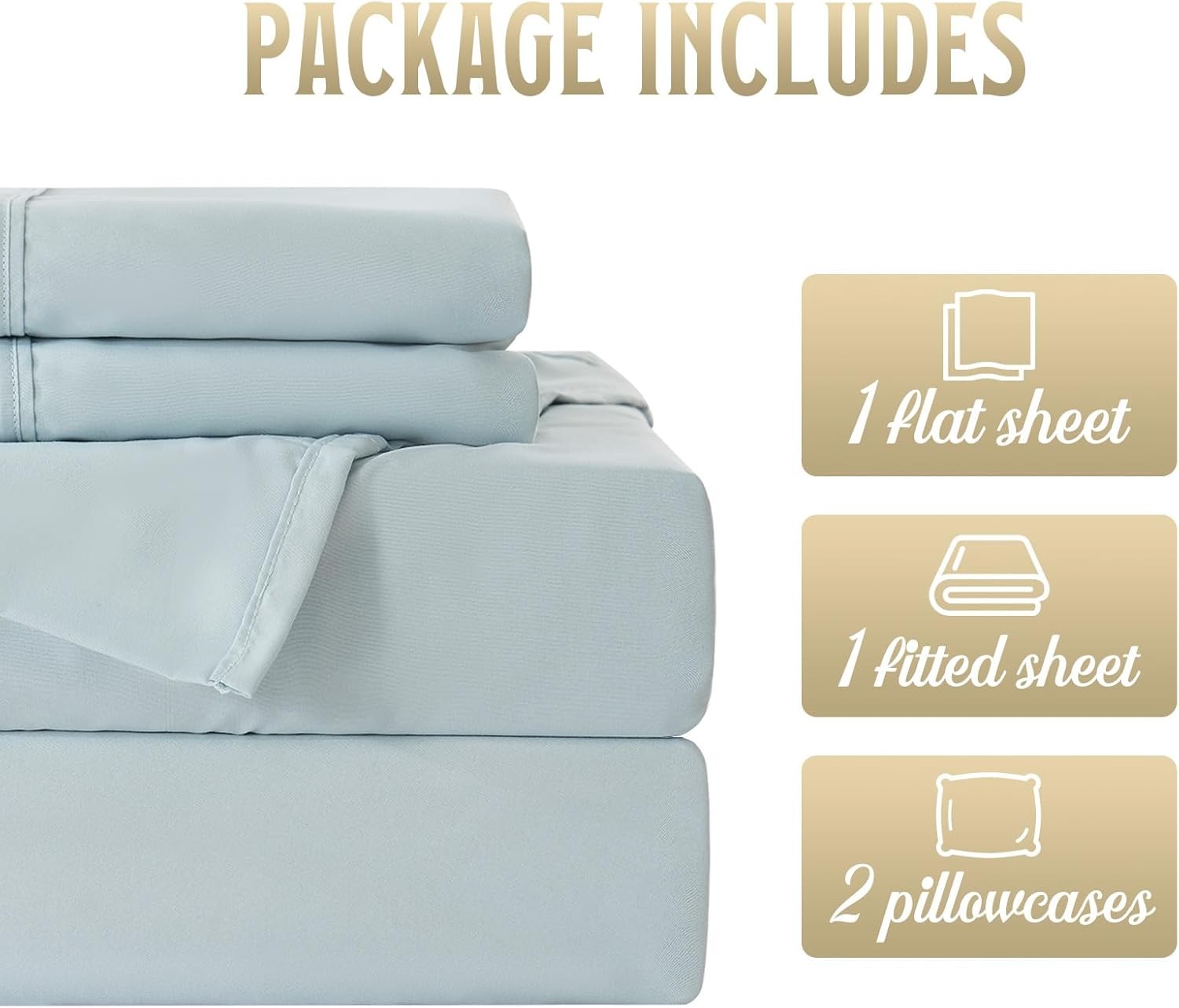 Full Sheet Set,4 Pieces Hotel Luxury Breathable Soft Microfiber Bedsheets Anti