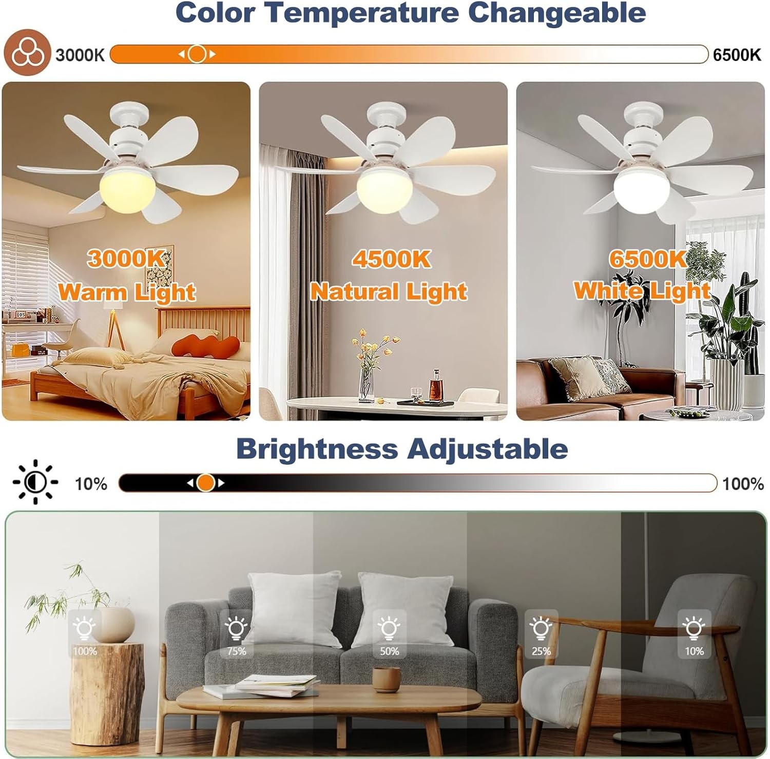 Socket Ceiling Fans with Lights and Remote- Socket Fan light with Dimmable Led