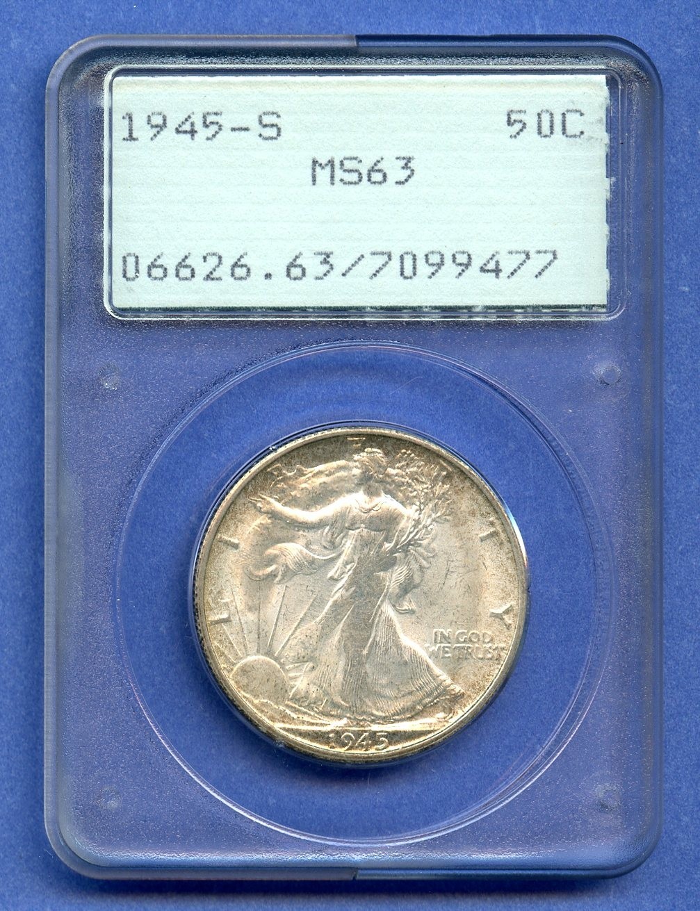 1945 S PCGS MS63 Walking Liberty Half Dollar 50c US Mint 1945-S MS-63 Rattler
