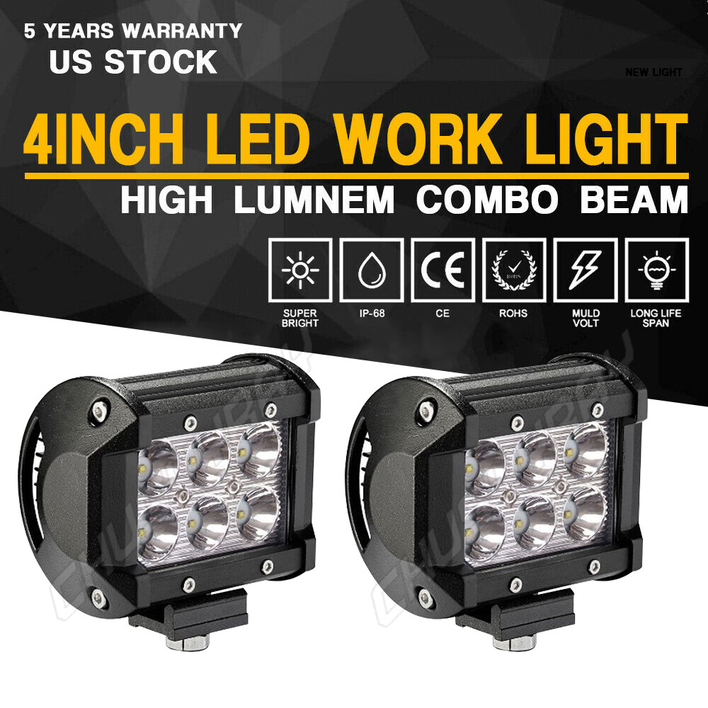 For Polaris RZR 570 800 900 1000 4 S XP XP 4 LED Light 4" Combo Pair 2Pcs