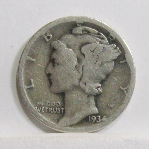 1934-P MERCURY DIME VG+ Details. $1.75 ebay Shipping available to $20 value