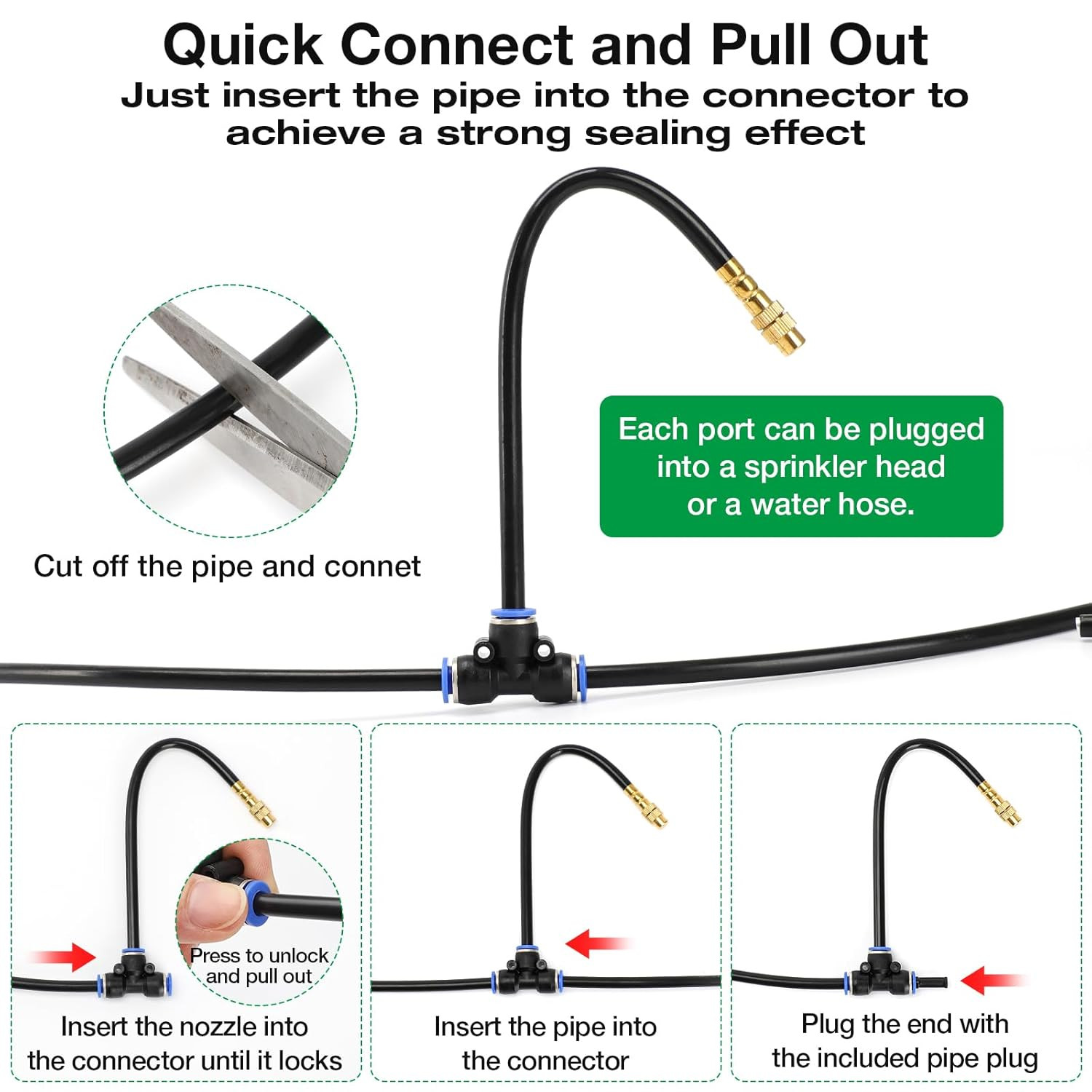 50Ft 1/4" Drip Irrigation System with 12 Adjustable Copper Nozzles