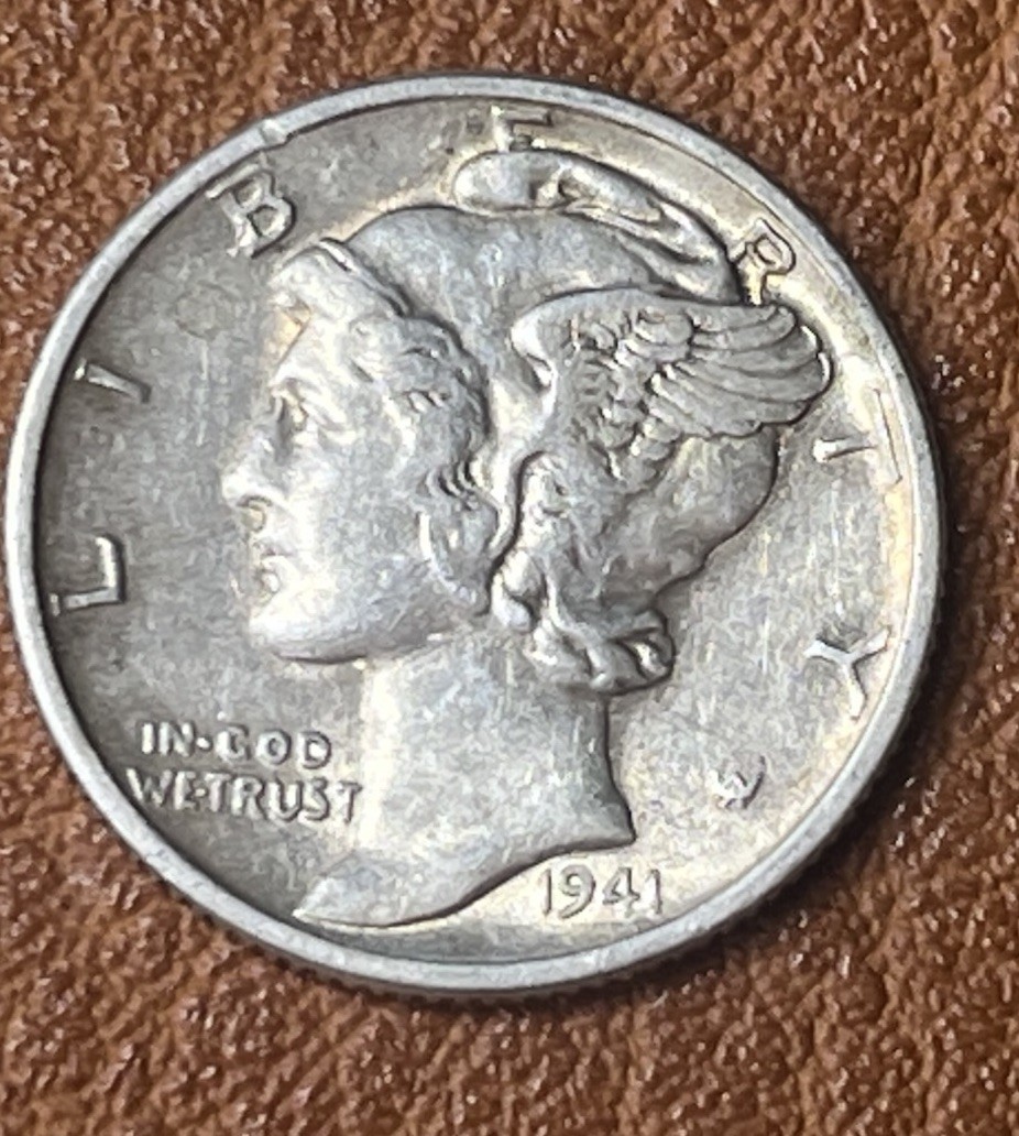 1941 Mercury 90% Sliver Dime DDO Error Coin