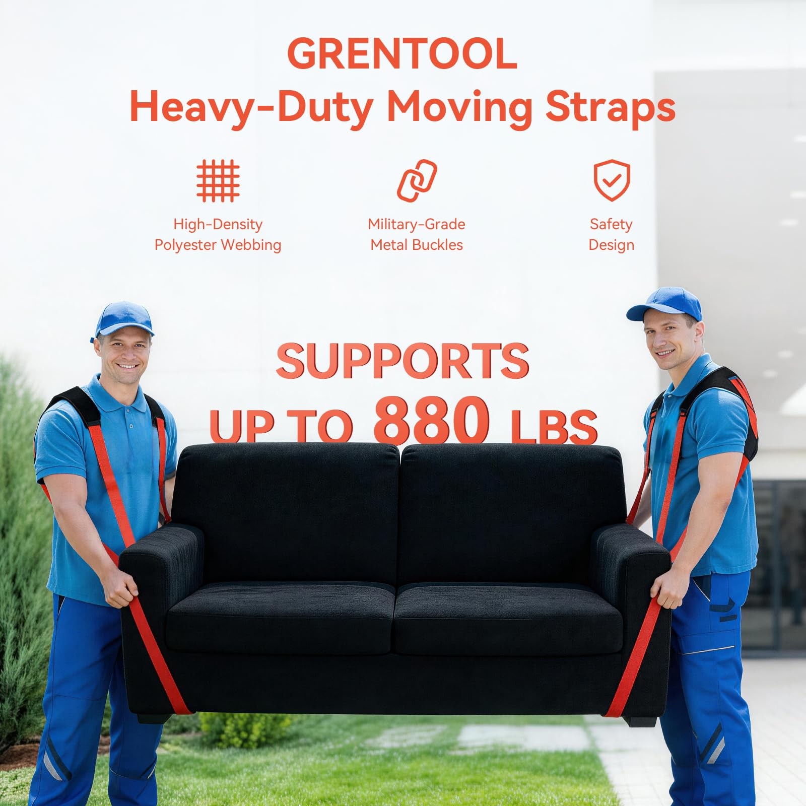 Moving Straps for Lifting, Lifting Straps with Back Support for 2 Movers, Sho...