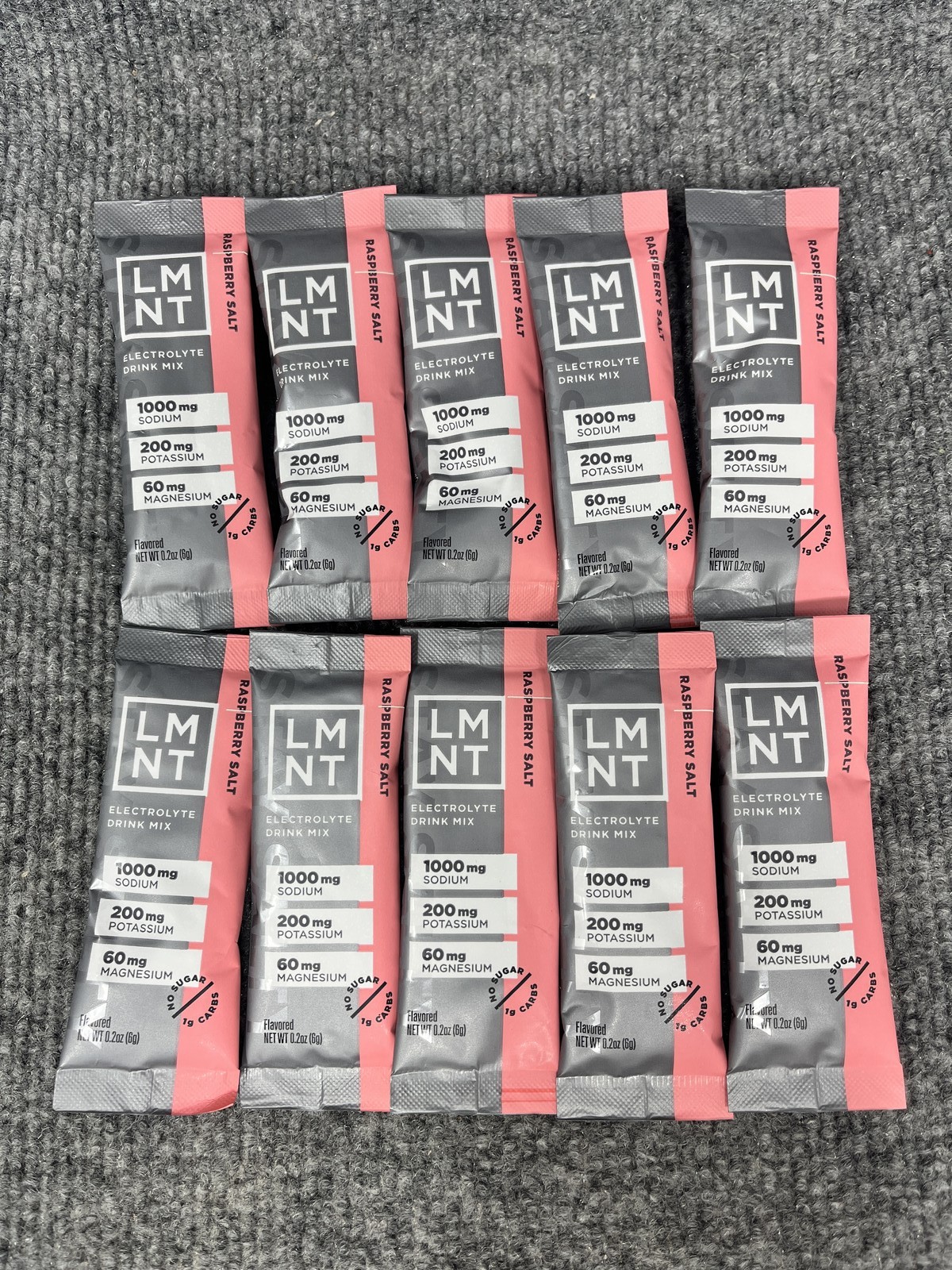 LMNT Electrolyte Drink Mix Raspberry Salt 10 Stick Packs Hydration No Sugar