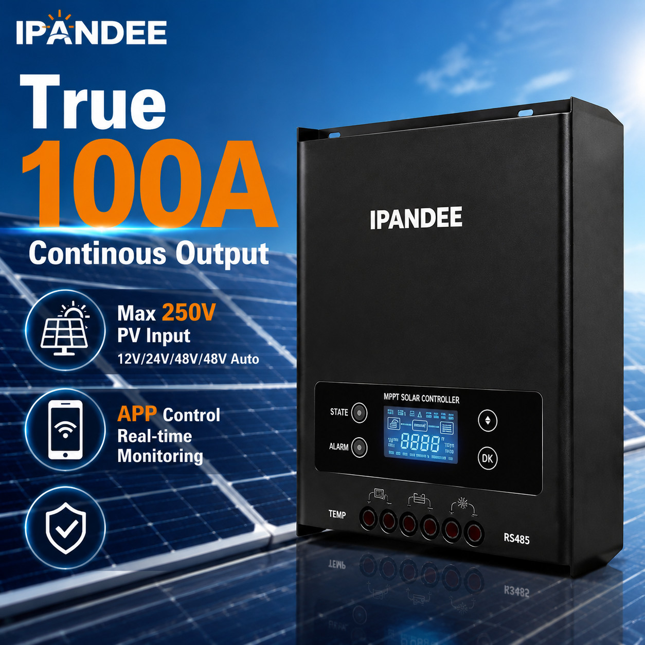 100A MPPT Solar Charge Controller 5200W 12V/24V/36V/48V Battery PV Max Regulator
