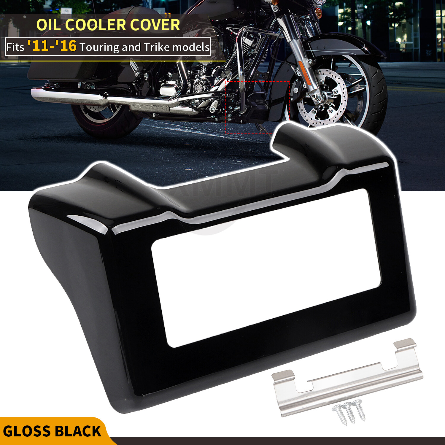 Vivid Black Oil Cooler Cover For Harley Road Electra Street Glide Ultra Limited