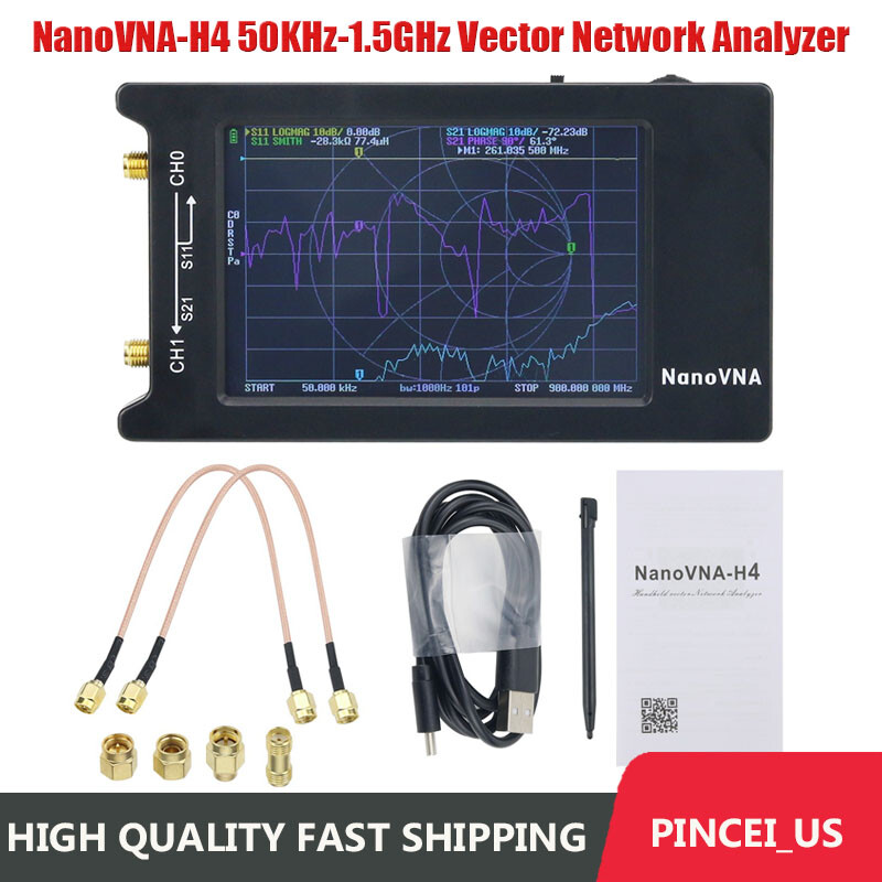 4" LCD Display 50KHz-1.5GHz Vector Network Analyzer NanoVNA Vector Analyzer pc66