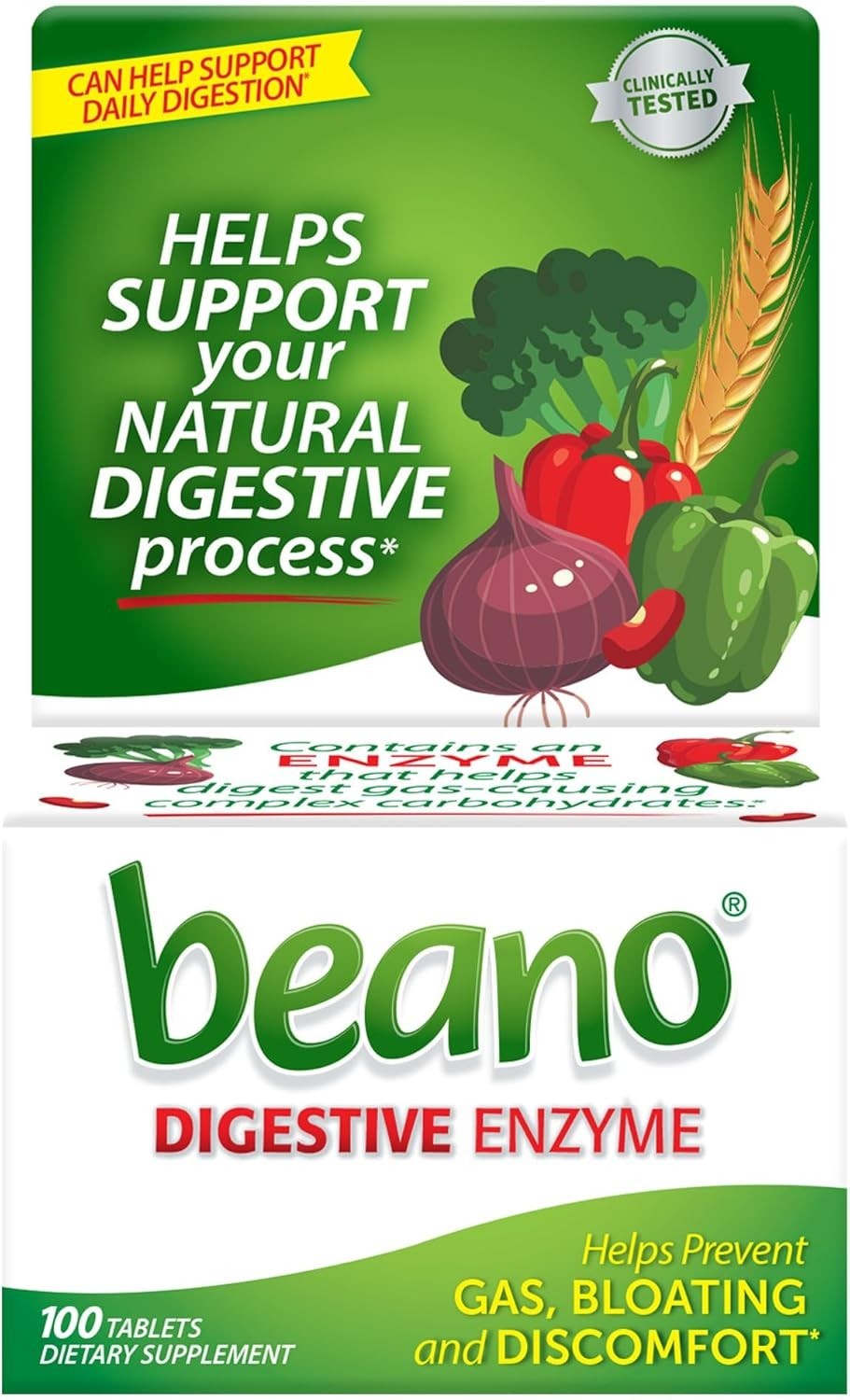 Beano Extra Strength Gas Relief Tablets 100 Count Vegetarian Antigas Support