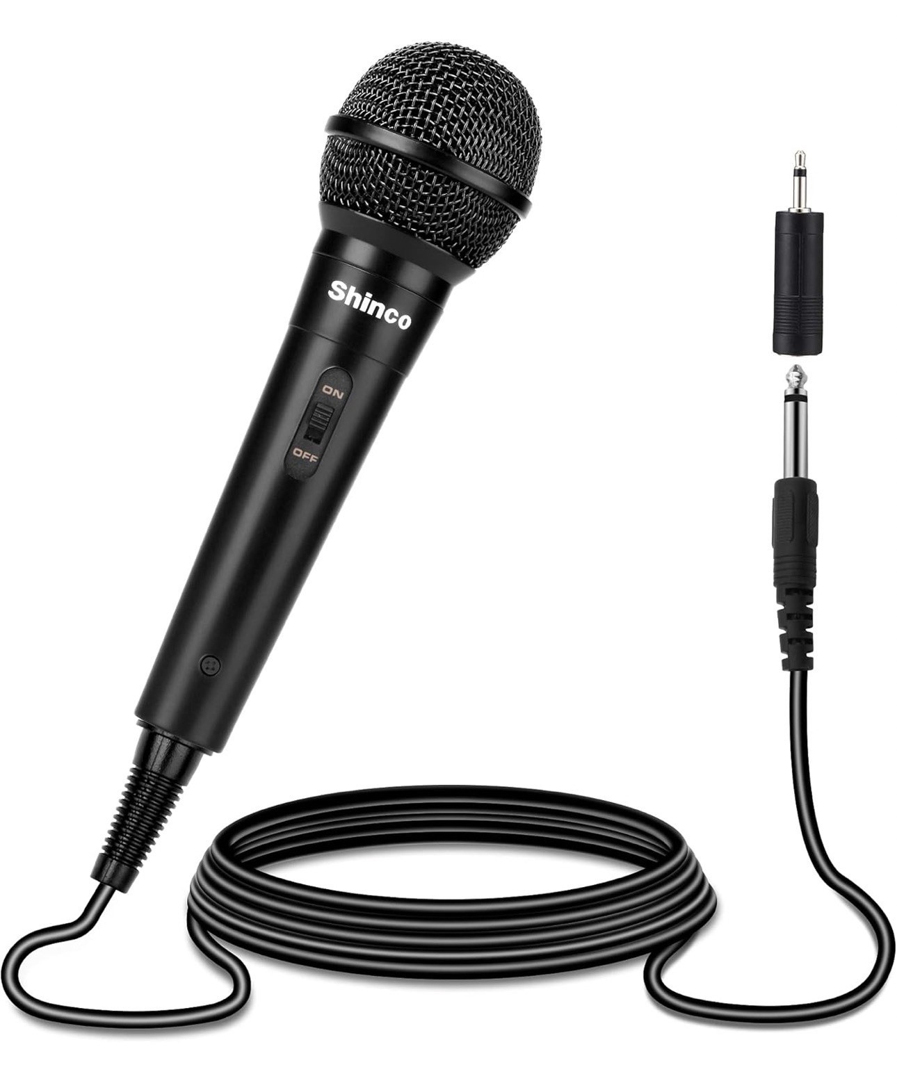 NEW Shinco Corded Karaoke Microphone w/ 13 Ft Cable Cord And Input Adapters