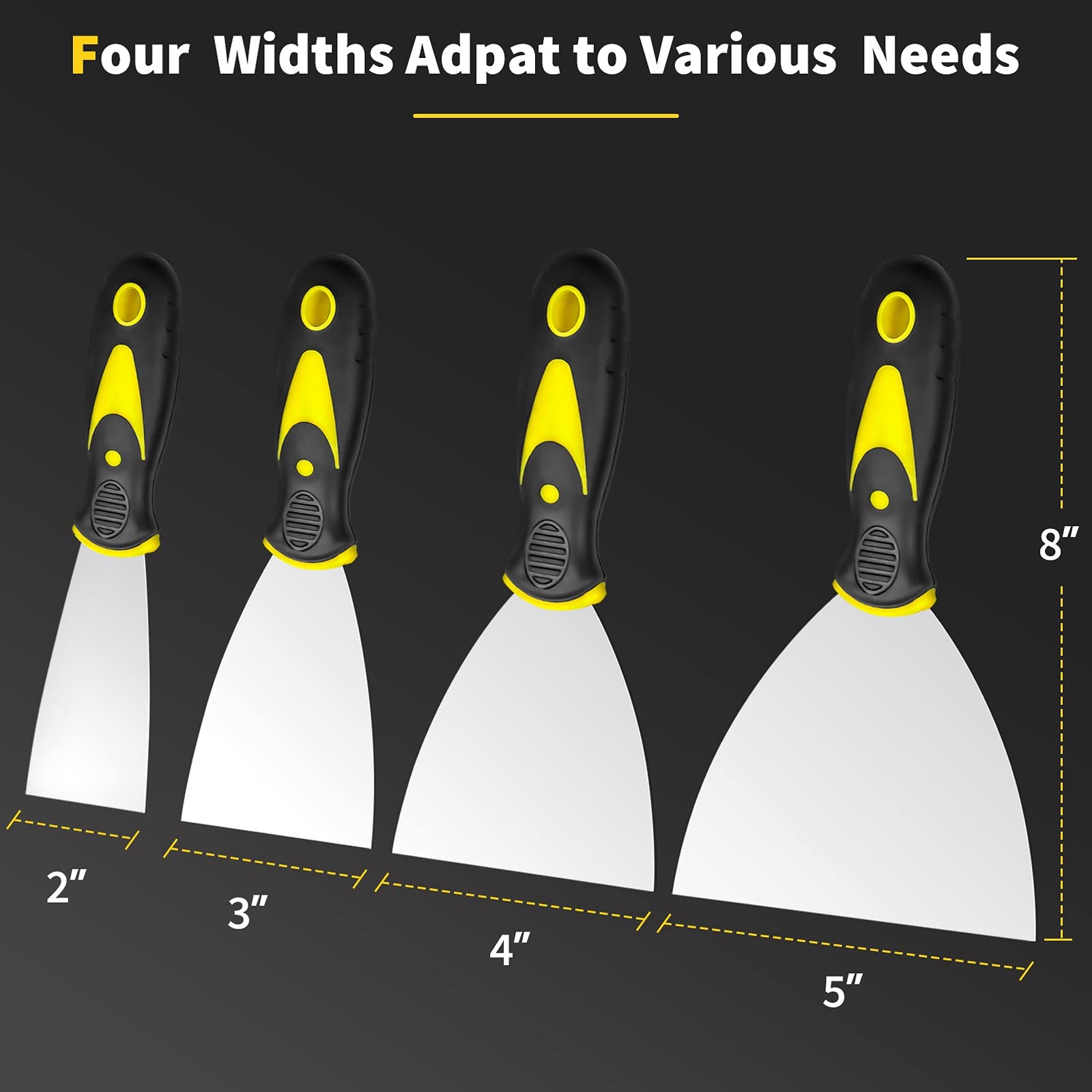 4PCS Putty Knife Set Stainless Steel Paint Scraper