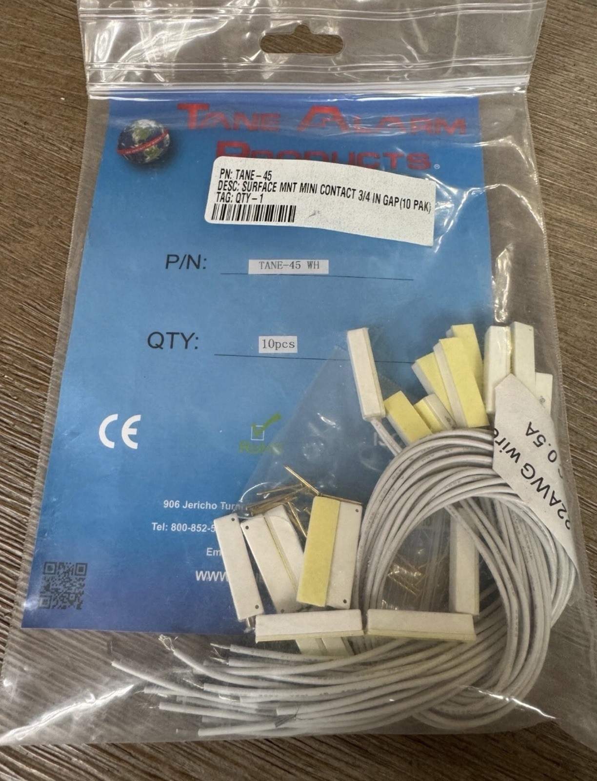 Tane Alarm Products White 45 Contact, New Lot Of 10