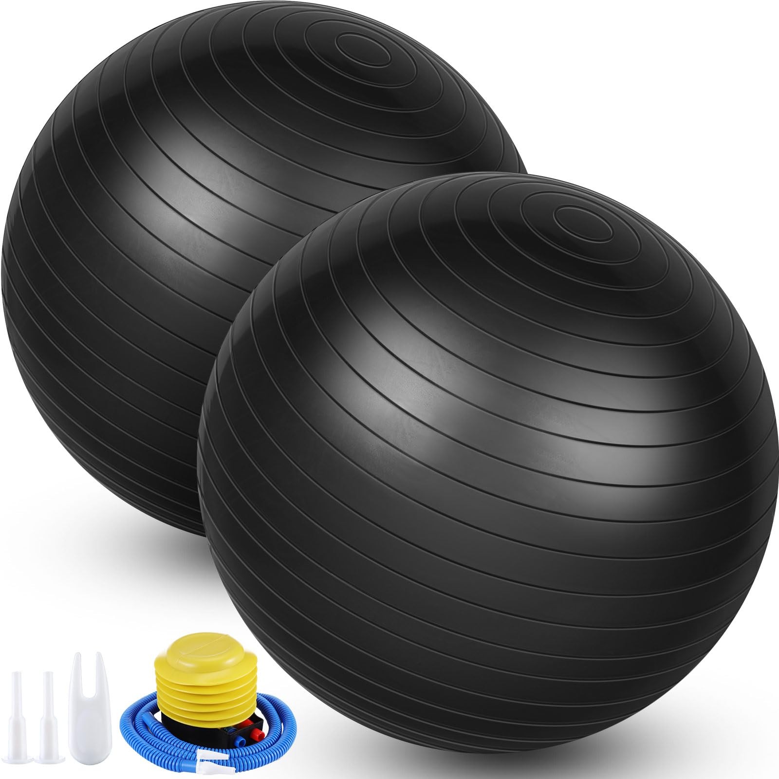 2 Pcs Yoga Ball Exercise Ball Large 26 Inch Exercise Anti Burst Birthing Fitn...